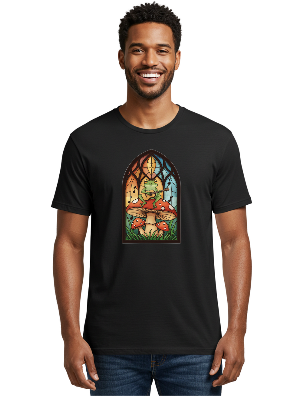 Frog-Playing-Ukulele-1 Men'S Graphic Tee, 100% Cotton, Comfortable Casual Summer Wear, Machine Washable, Vintage Camera, Old Camera, Antique Camera, Black Camera, Classic Photography, Photography Equipment, Nostalgic Device, Film Camera, Bak640