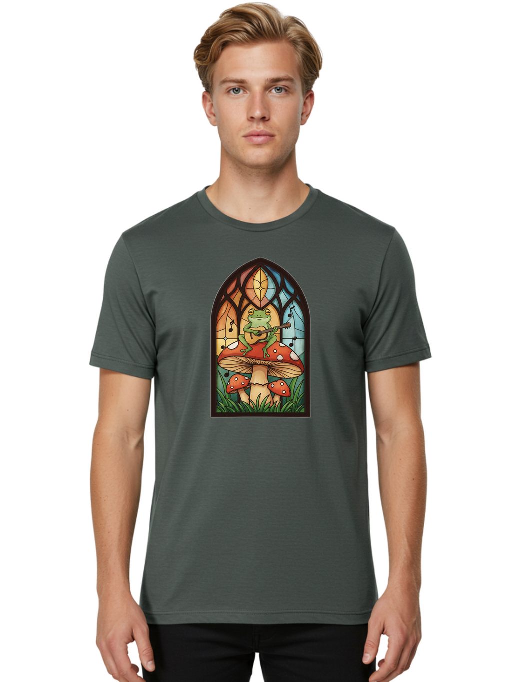 Frog-Playing-Ukulele-1 Men'S Graphic Tee, 100% Cotton, Comfortable Casual Summer Wear, Machine Washable, Vintage Camera, Old Camera, Antique Camera, Black Camera, Classic Photography, Photography Equipment, Nostalgic Device, Film Camera, Bak640