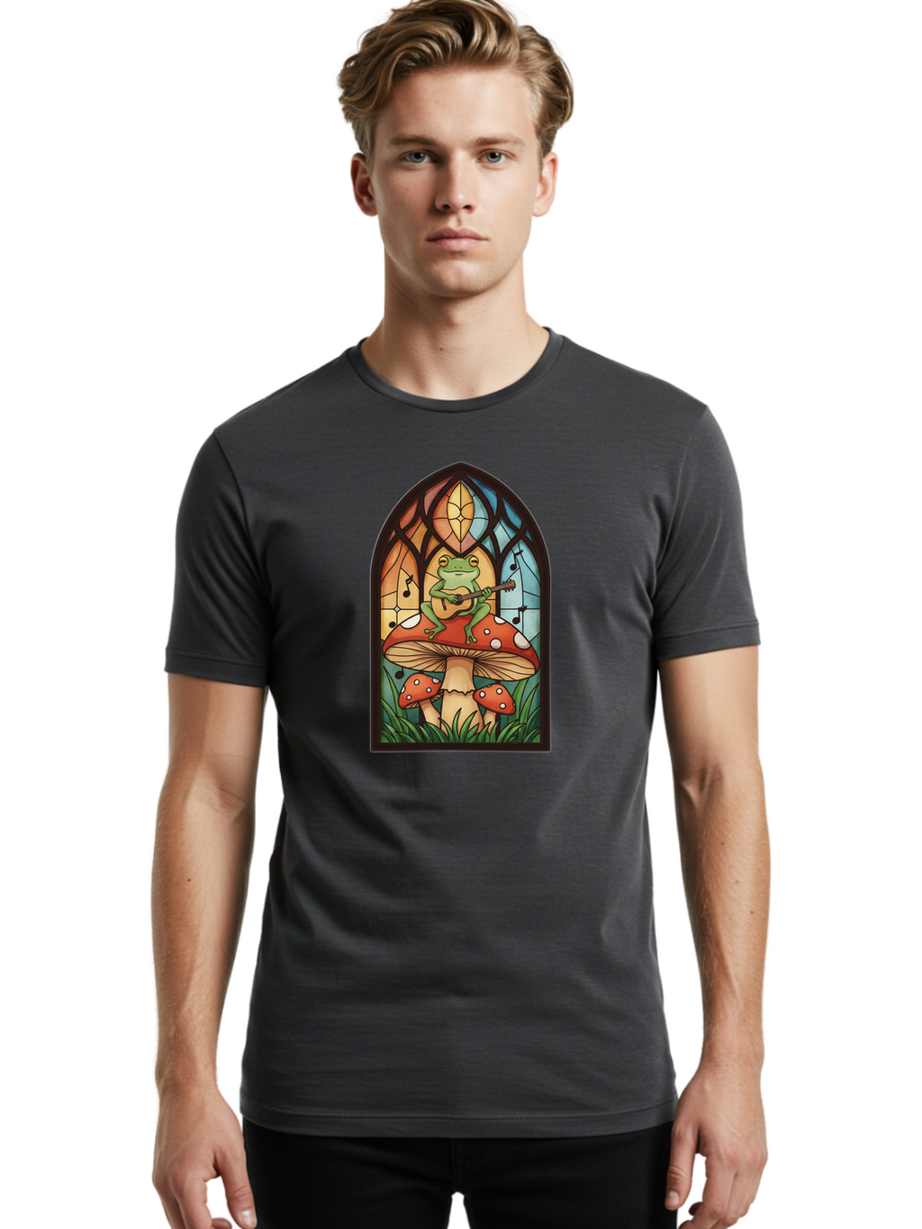 Frog-Playing-Ukulele-1 Men'S Graphic Tee, 100% Cotton, Comfortable Casual Summer Wear, Machine Washable, Vintage Camera, Old Camera, Antique Camera, Black Camera, Classic Photography, Photography Equipment, Nostalgic Device, Film Camera, Bak640