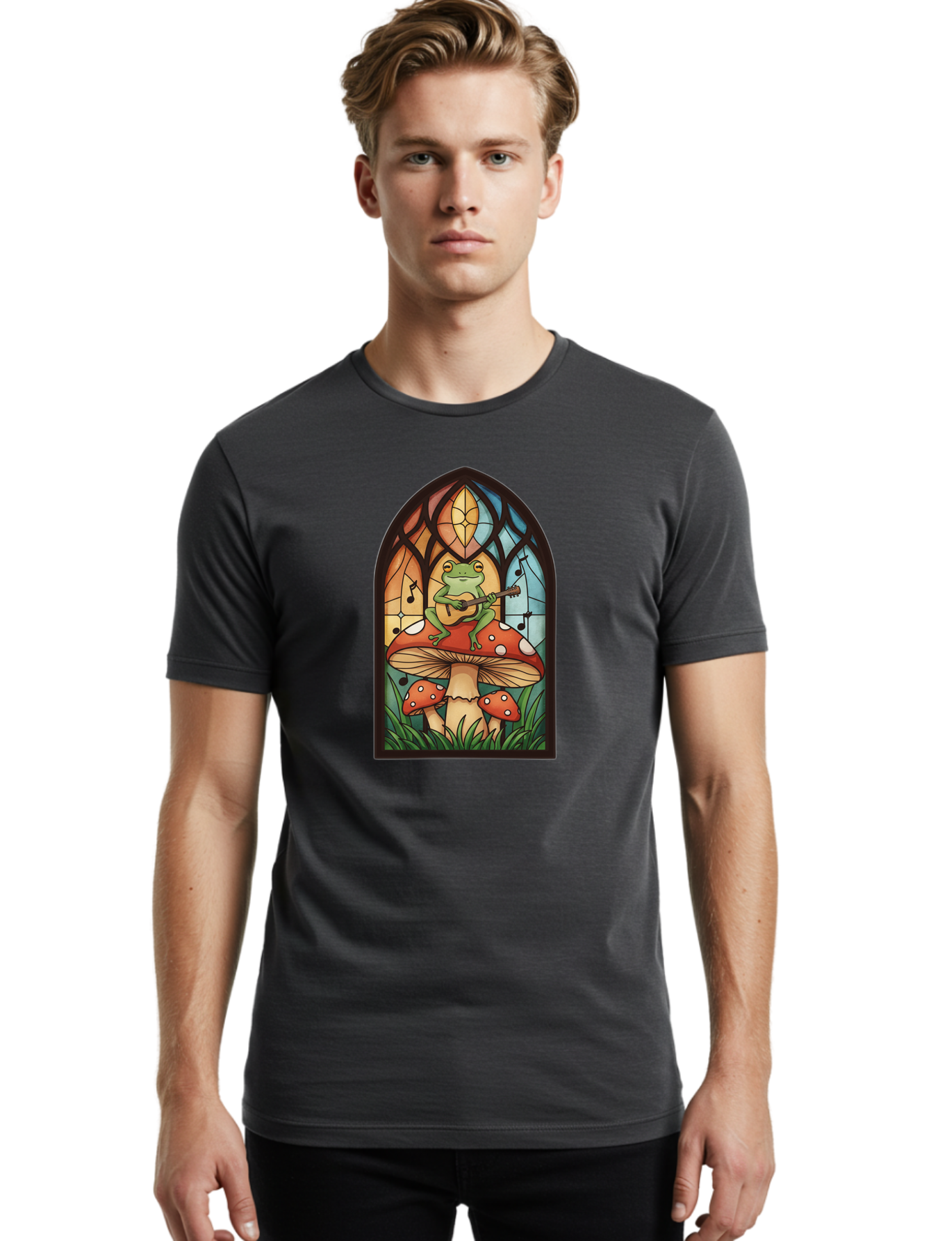 Frog-Playing-Ukulele-1 Men'S Graphic Tee, 100% Cotton, Comfortable Casual Summer Wear, Machine Washable, Vintage Camera, Old Camera, Antique Camera, Black Camera, Classic Photography, Photography Equipment, Nostalgic Device, Film Camera, Bak640