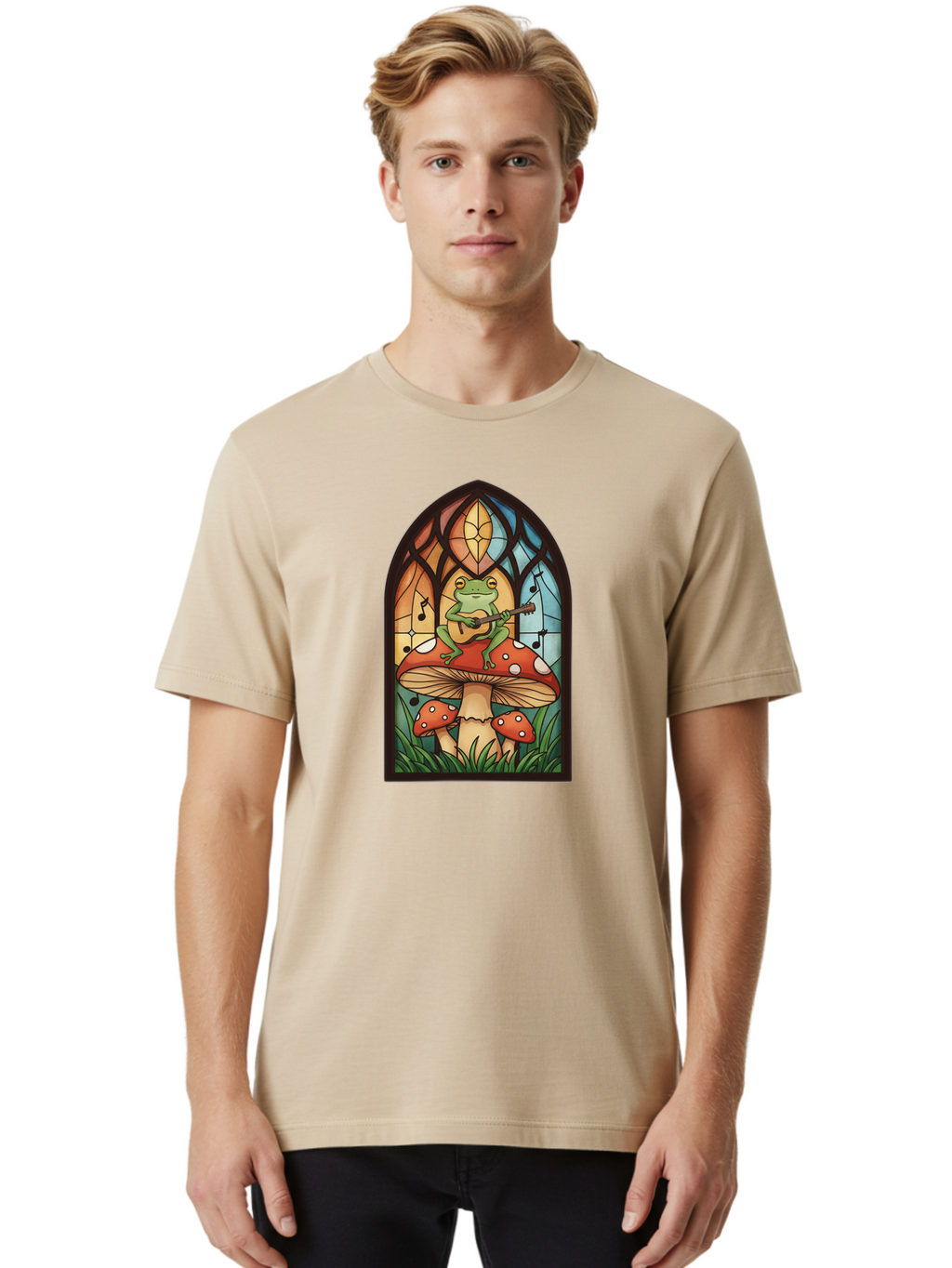 Frog-Playing-Ukulele-1 Men'S Graphic Tee, 100% Cotton, Comfortable Casual Summer Wear, Machine Washable, Vintage Camera, Old Camera, Antique Camera, Black Camera, Classic Photography, Photography Equipment, Nostalgic Device, Film Camera, Bak640