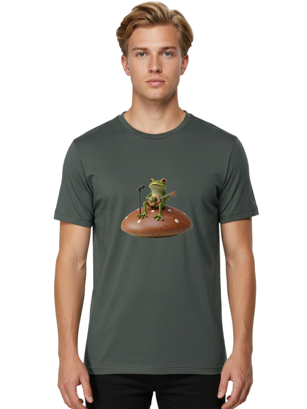 Frog-Playing-Ukulele Men'S Graphic Tee, 100% Cotton, Comfortable Casual Summer Wear, Machine Washable, Vintage Camera, Old Camera, Antique Camera, Black Camera, Classic Photography, Photography Equipment, Nostalgic Device, Film Camera, Bak641