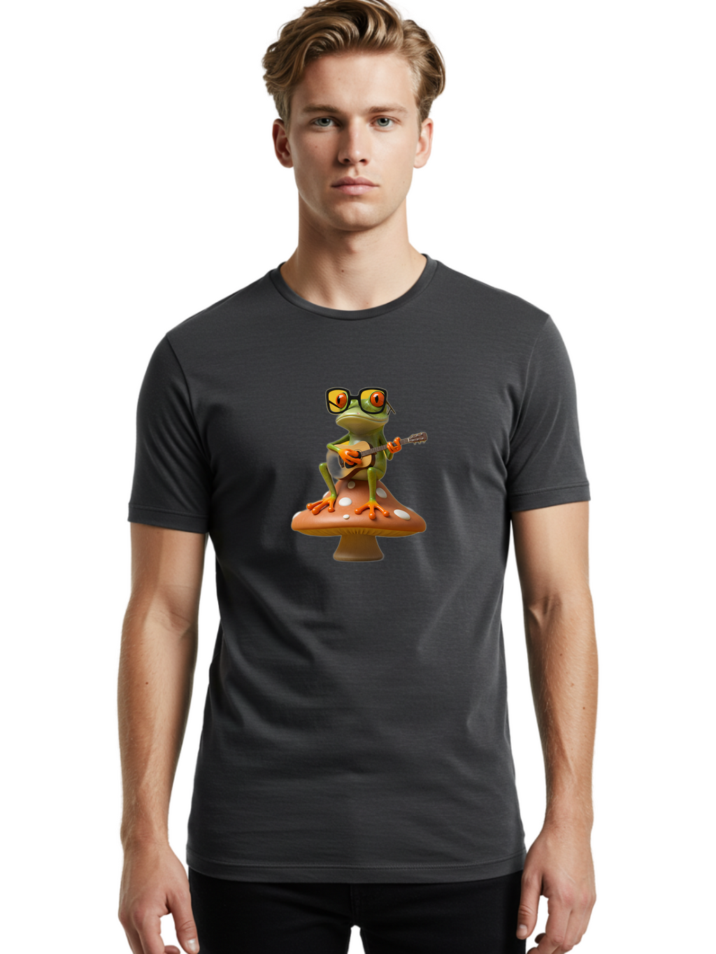 Frog-With-Guitar-1 Men'S Graphic Tee, 100% Cotton, Comfortable Casual Summer Wear, Machine Washable, Vintage Camera, Old Camera, Antique Camera, Black Camera, Classic Photography, Photography Equipment, Nostalgic Device, Film Camera, Bak642