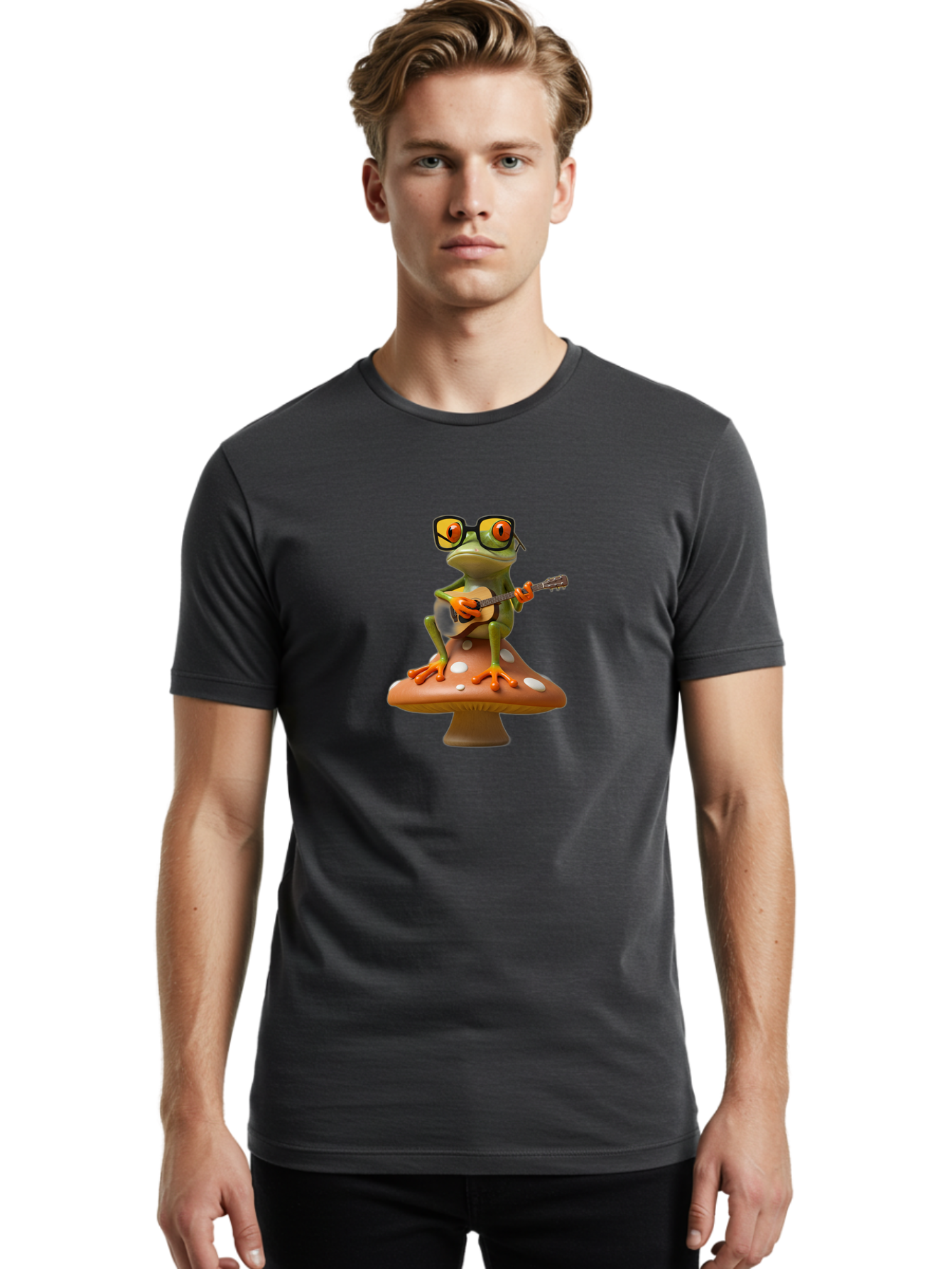 Frog-With-Guitar-1 Men'S Graphic Tee, 100% Cotton, Comfortable Casual Summer Wear, Machine Washable, Vintage Camera, Old Camera, Antique Camera, Black Camera, Classic Photography, Photography Equipment, Nostalgic Device, Film Camera, Bak642
