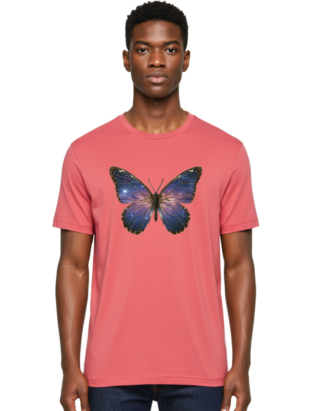 Galaxy-Butterfly Men'S Graphic Tee, 100% Cotton, Comfortable Casual Summer Wear, Machine Washable, Vintage Camera, Old Camera, Antique Camera, Black Camera, Classic Photography, Photography Equipment, Nostalgic Device, Film Camera, Camera Art Bak645