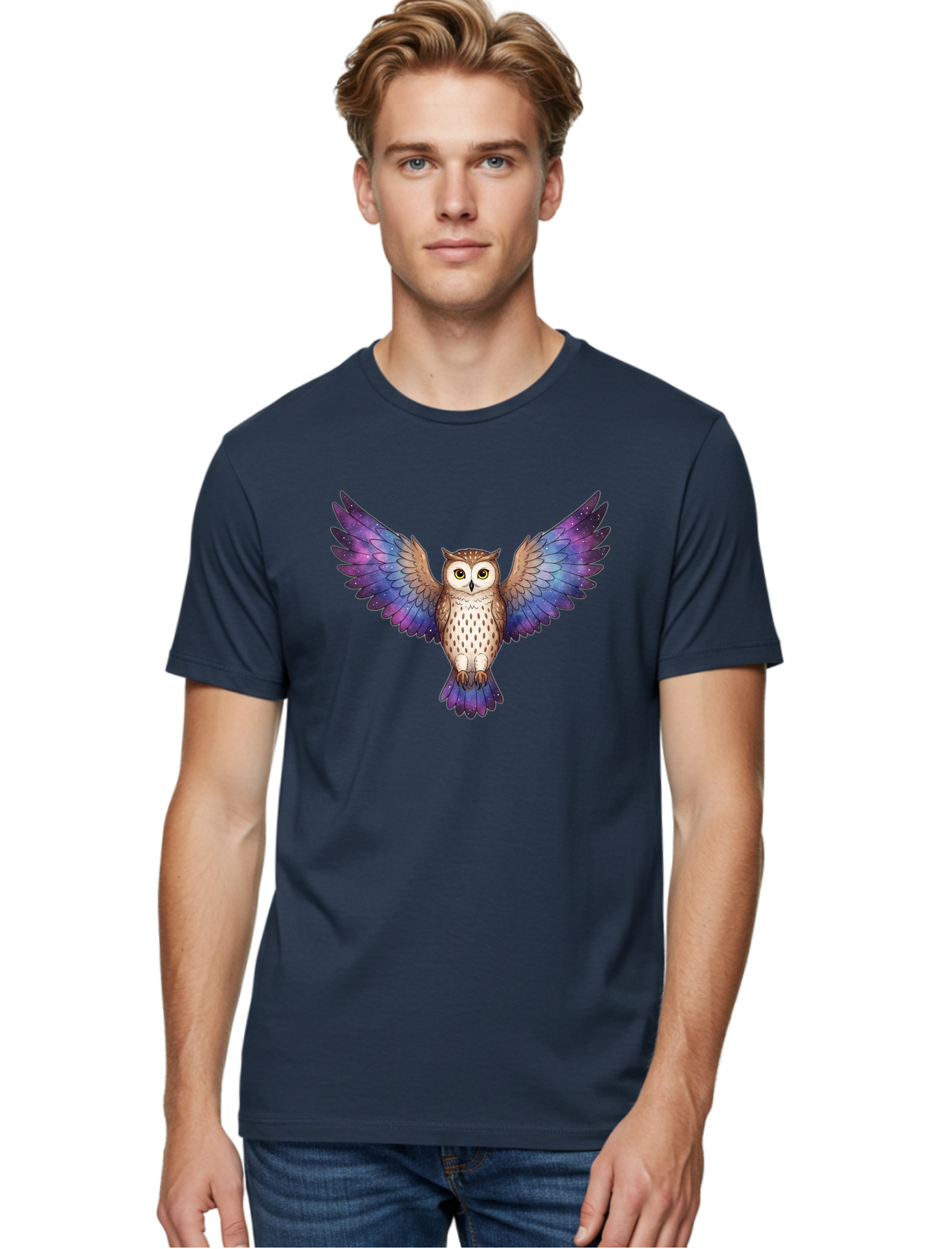 Galaxy-Owl-1 Men'S Graphic Tee, 100% Cotton, Comfortable Casual Summer Wear, Machine Washable, Vintage Camera, Old Camera, Antique Camera, Black Camera, Classic Photography, Photography Equipment, Nostalgic Device, Film Camera, Camera Art Bak653