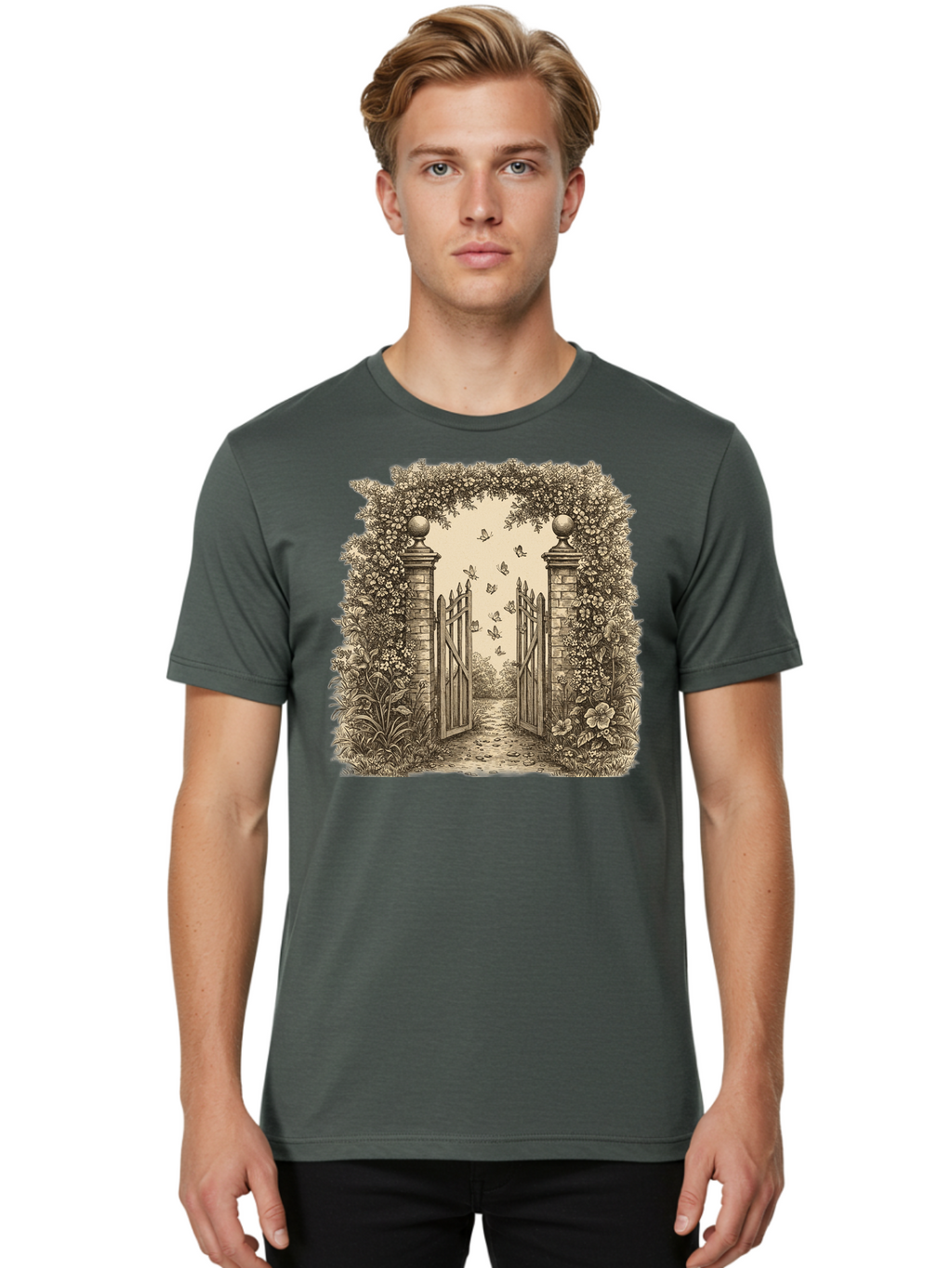 Garden-Gate Men'S Graphic Tee, 100% Cotton, Comfortable Casual Summer Wear, Machine Washable, Vintage Camera, Old Camera, Antique Camera, Black Camera, Classic Photography, Photography Equipment, Nostalgic Device, Film Camera, Camera Art Bak657