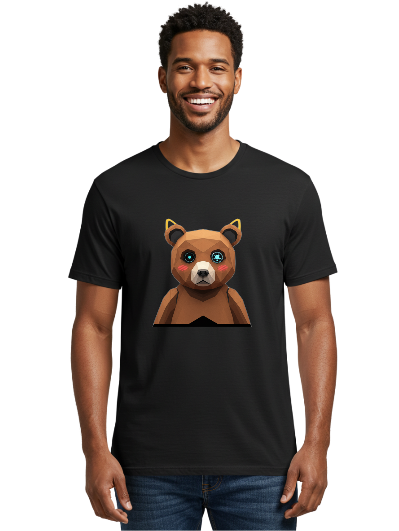 Geometric-Bear Men'S Graphic Tee, 100% Cotton, Comfortable Casual Summer Wear, Machine Washable, Vintage Camera, Old Camera, Antique Camera, Black Camera, Classic Photography, Photography Equipment, Nostalgic Device, Film Camera, Camera Art Bak658
