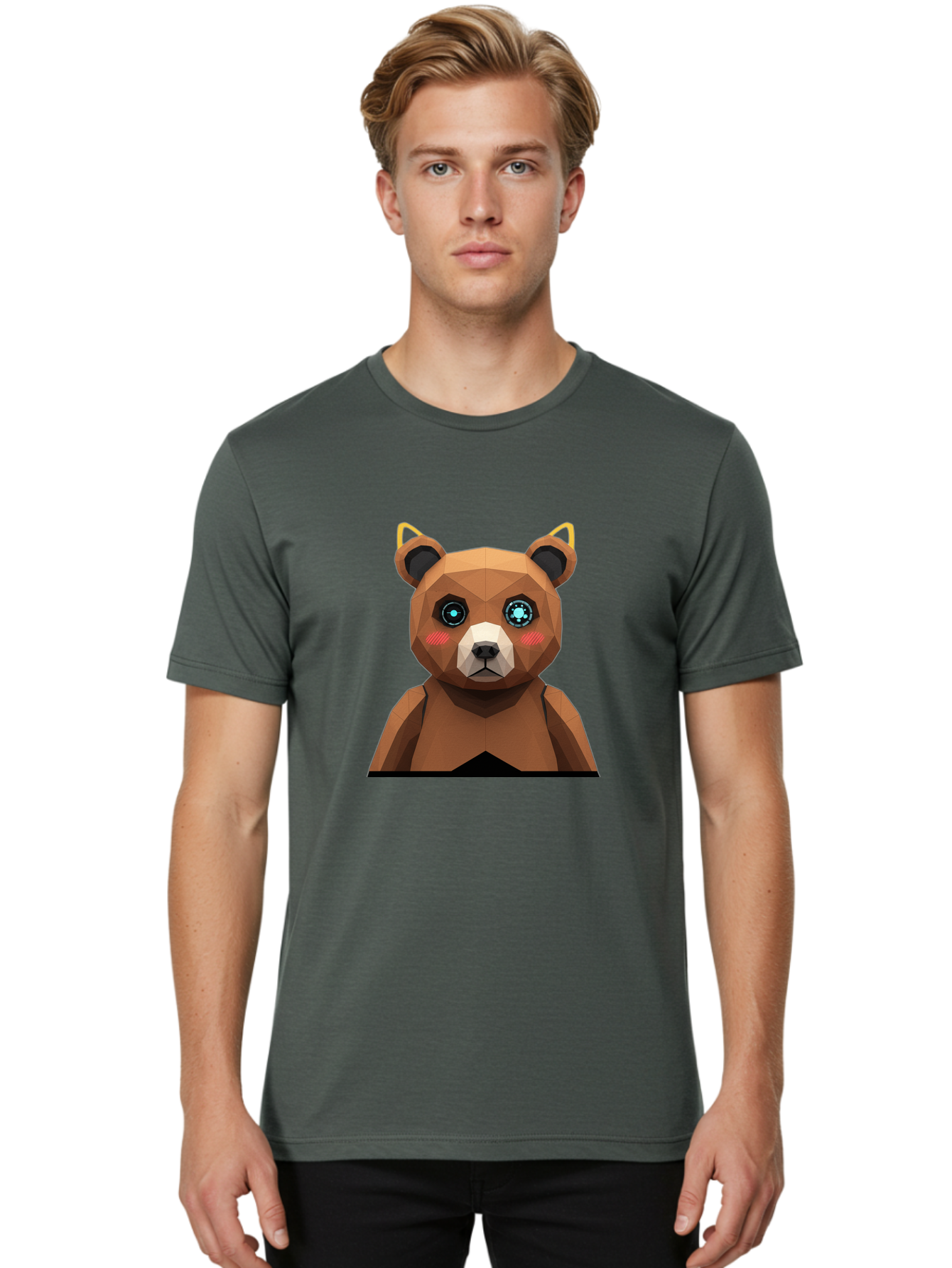 Geometric-Bear Men'S Graphic Tee, 100% Cotton, Comfortable Casual Summer Wear, Machine Washable, Vintage Camera, Old Camera, Antique Camera, Black Camera, Classic Photography, Photography Equipment, Nostalgic Device, Film Camera, Camera Art Bak658