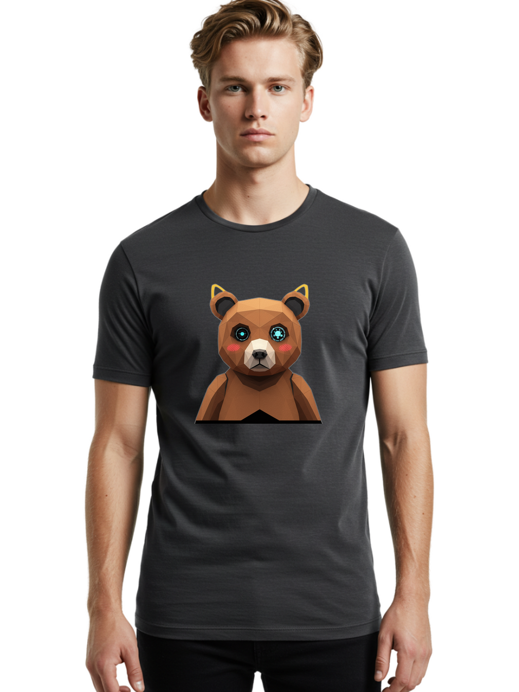 Geometric-Bear Men'S Graphic Tee, 100% Cotton, Comfortable Casual Summer Wear, Machine Washable, Vintage Camera, Old Camera, Antique Camera, Black Camera, Classic Photography, Photography Equipment, Nostalgic Device, Film Camera, Camera Art Bak658