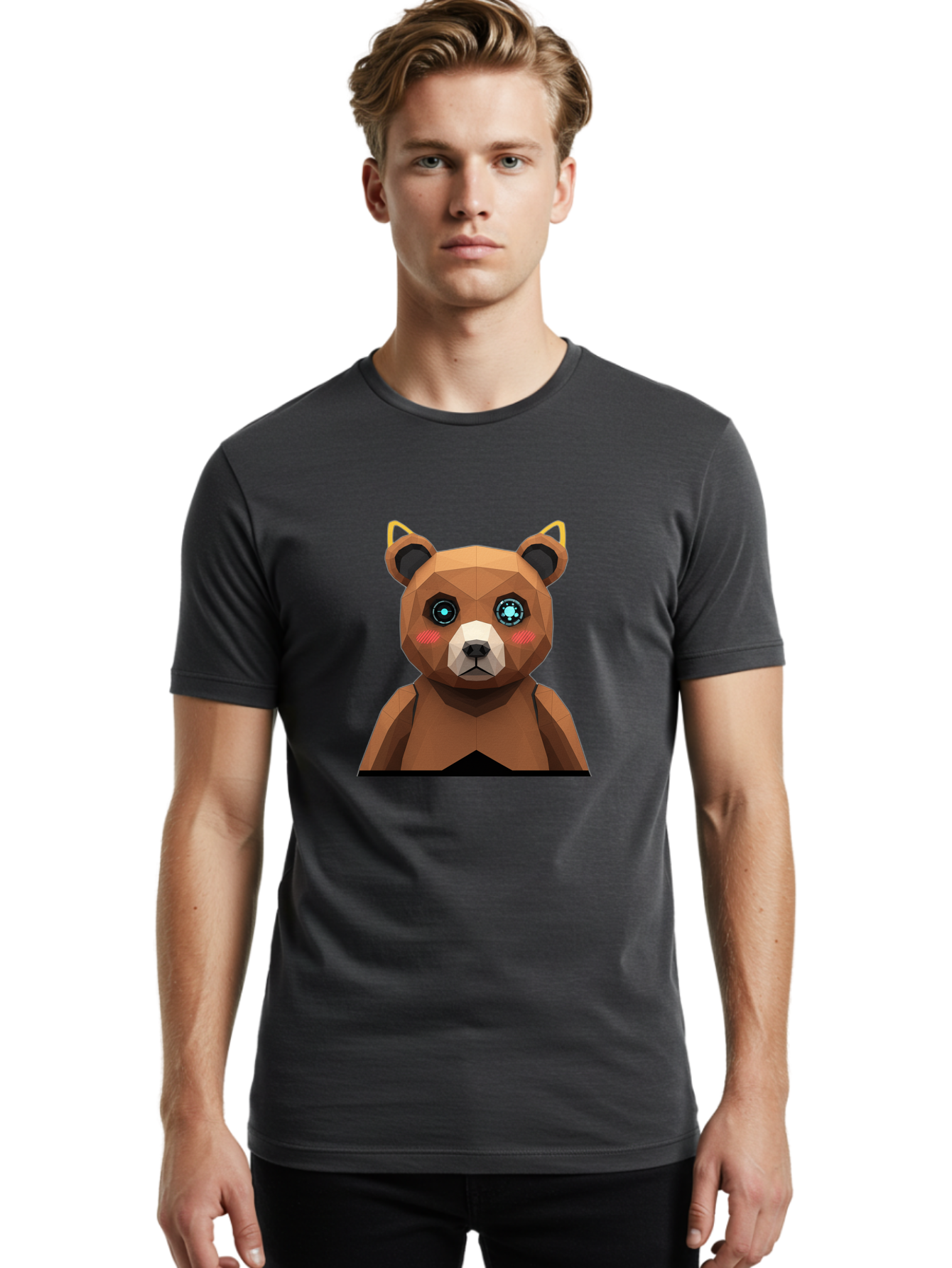 Geometric-Bear Men'S Graphic Tee, 100% Cotton, Comfortable Casual Summer Wear, Machine Washable, Vintage Camera, Old Camera, Antique Camera, Black Camera, Classic Photography, Photography Equipment, Nostalgic Device, Film Camera, Camera Art Bak658