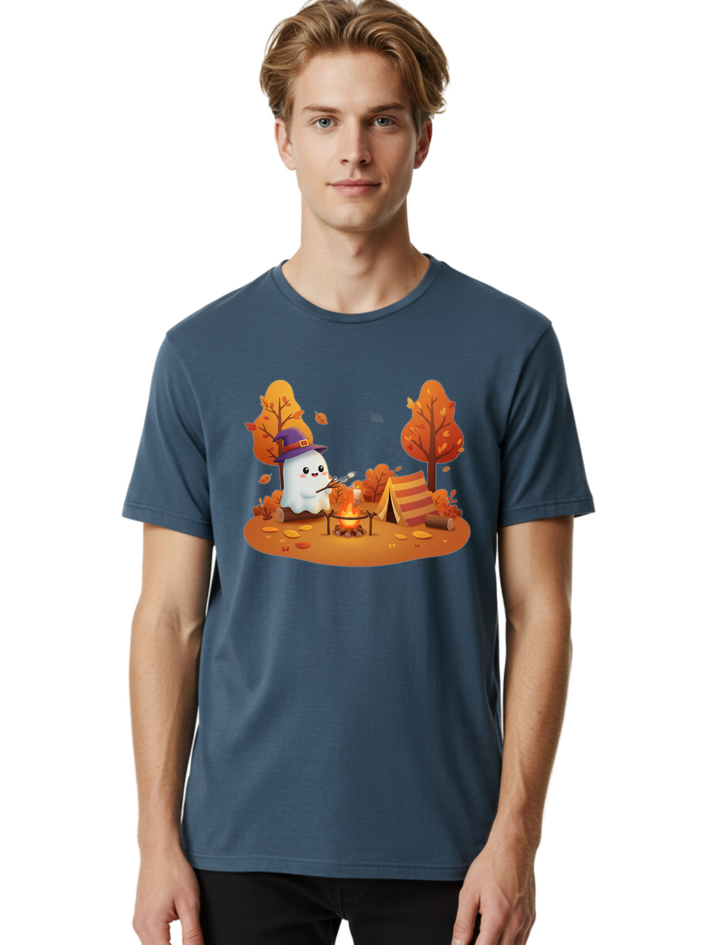 Ghost-Camping-1 Men'S Graphic Tee, 100% Cotton, Comfortable Casual Summer Wear, Machine Washable, Vintage Camera, Old Camera, Antique Camera, Black Camera, Classic Photography, Photography Equipment, Nostalgic Device, Film Camera, Camera Art Bak660