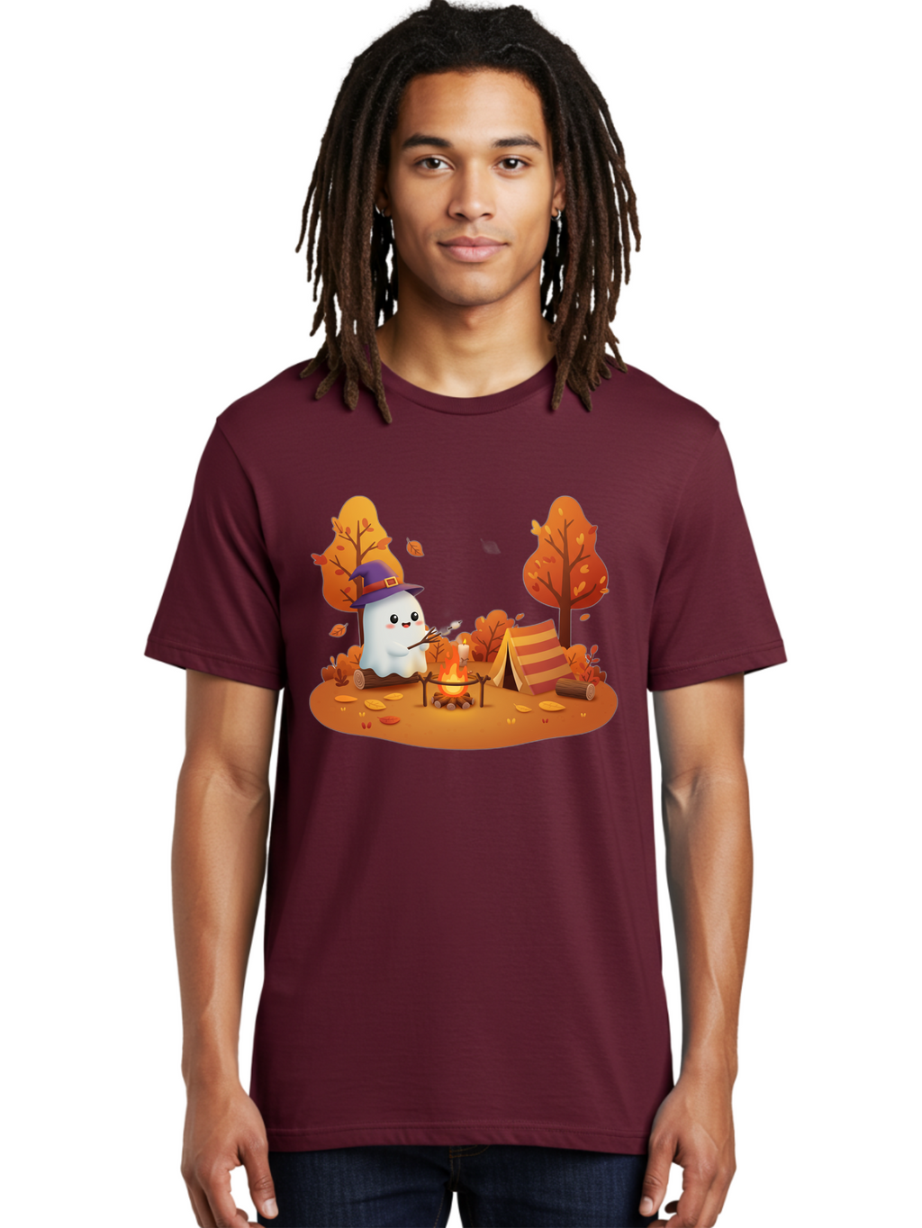 Ghost-Camping-1 Men'S Graphic Tee, 100% Cotton, Comfortable Casual Summer Wear, Machine Washable, Vintage Camera, Old Camera, Antique Camera, Black Camera, Classic Photography, Photography Equipment, Nostalgic Device, Film Camera, Camera Art Bak660