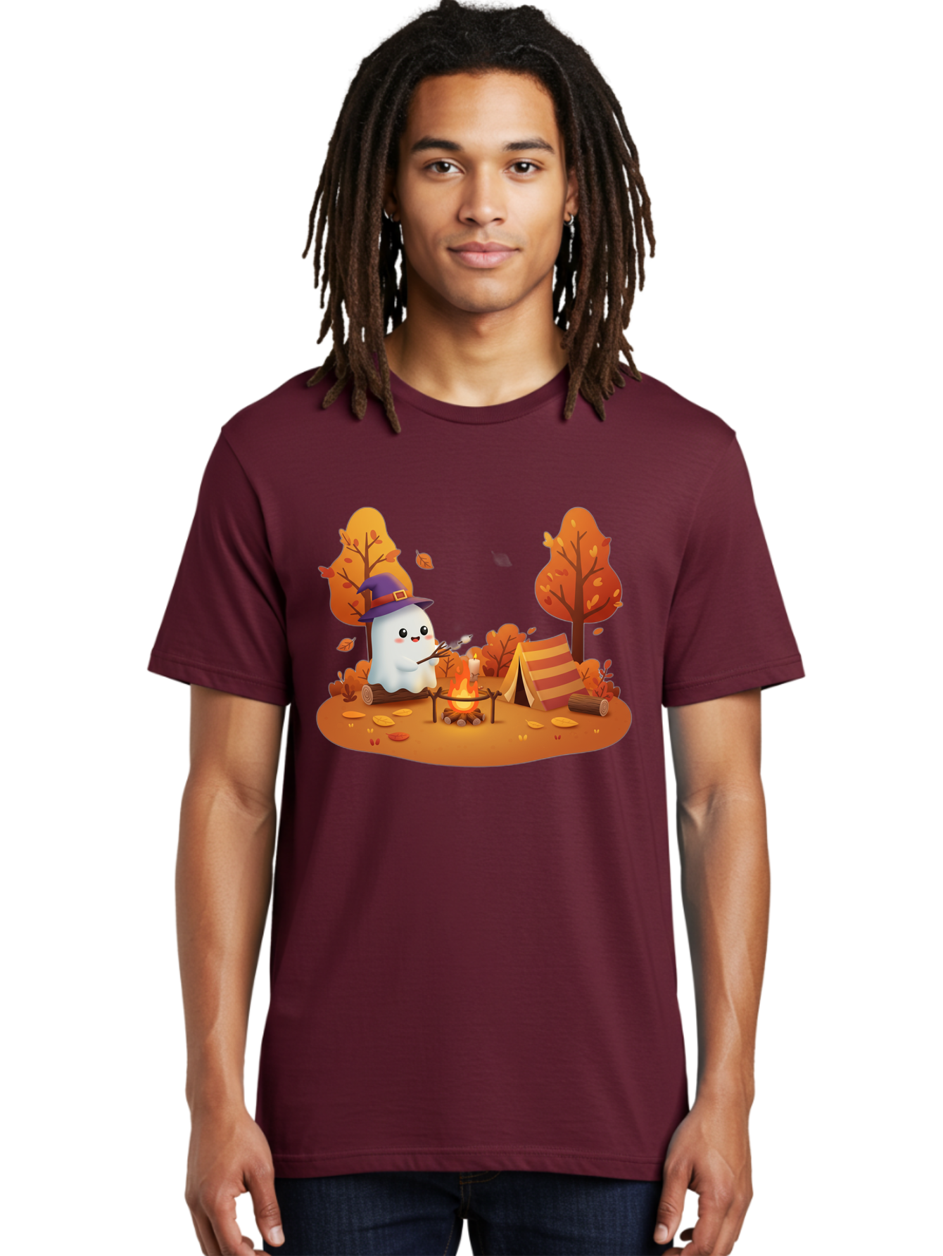 Ghost-Camping-1 Men'S Graphic Tee, 100% Cotton, Comfortable Casual Summer Wear, Machine Washable, Vintage Camera, Old Camera, Antique Camera, Black Camera, Classic Photography, Photography Equipment, Nostalgic Device, Film Camera, Camera Art Bak660