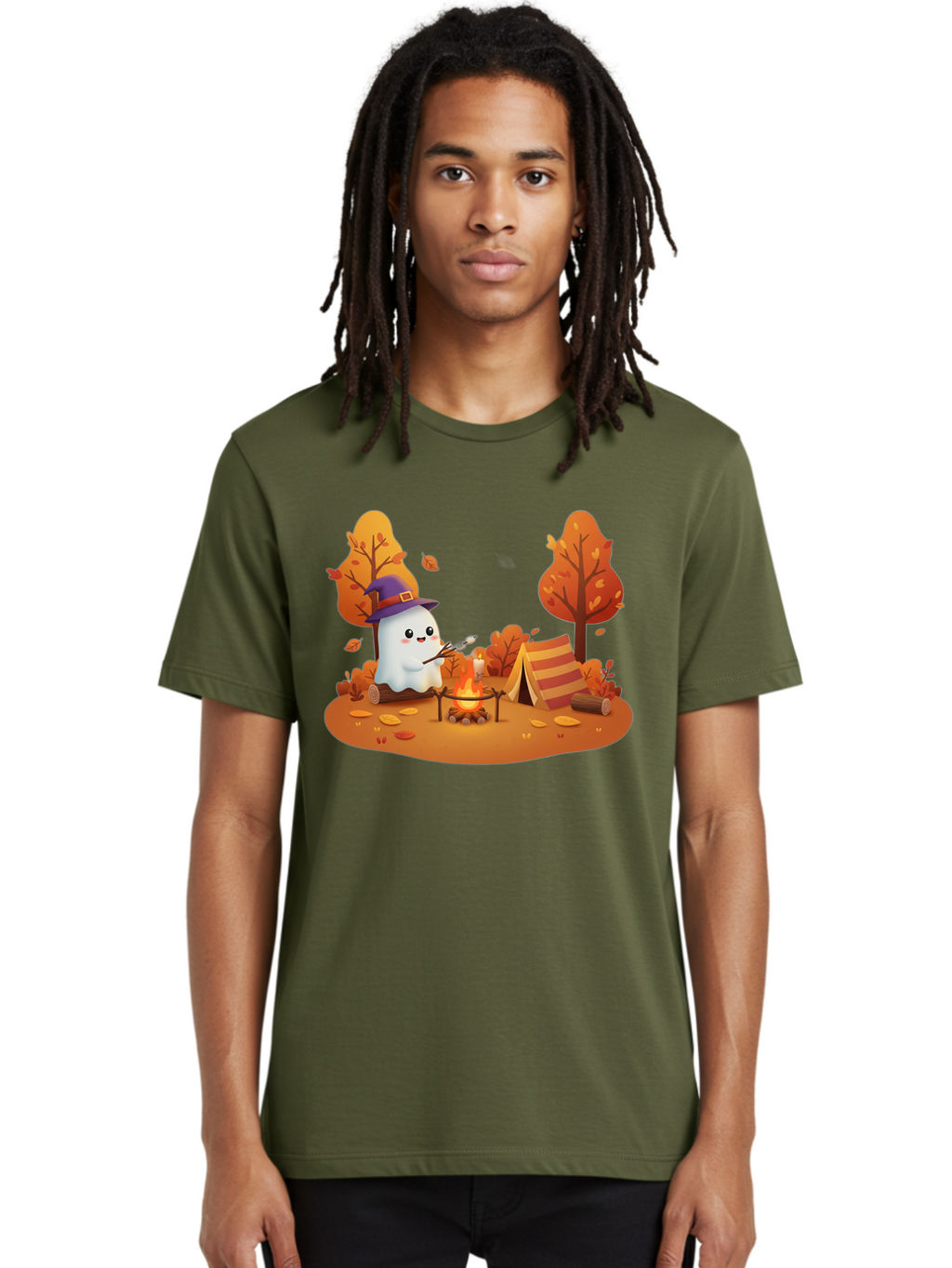 Ghost-Camping-1 Men'S Graphic Tee, 100% Cotton, Comfortable Casual Summer Wear, Machine Washable, Vintage Camera, Old Camera, Antique Camera, Black Camera, Classic Photography, Photography Equipment, Nostalgic Device, Film Camera, Camera Art Bak660