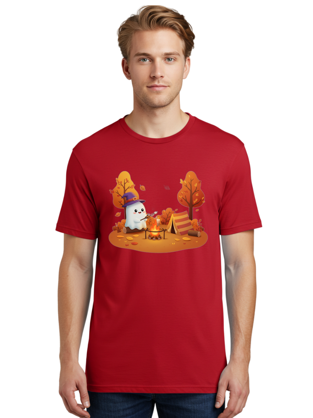 Ghost-Camping-1 Men'S Graphic Tee, 100% Cotton, Comfortable Casual Summer Wear, Machine Washable, Vintage Camera, Old Camera, Antique Camera, Black Camera, Classic Photography, Photography Equipment, Nostalgic Device, Film Camera, Camera Art Bak660