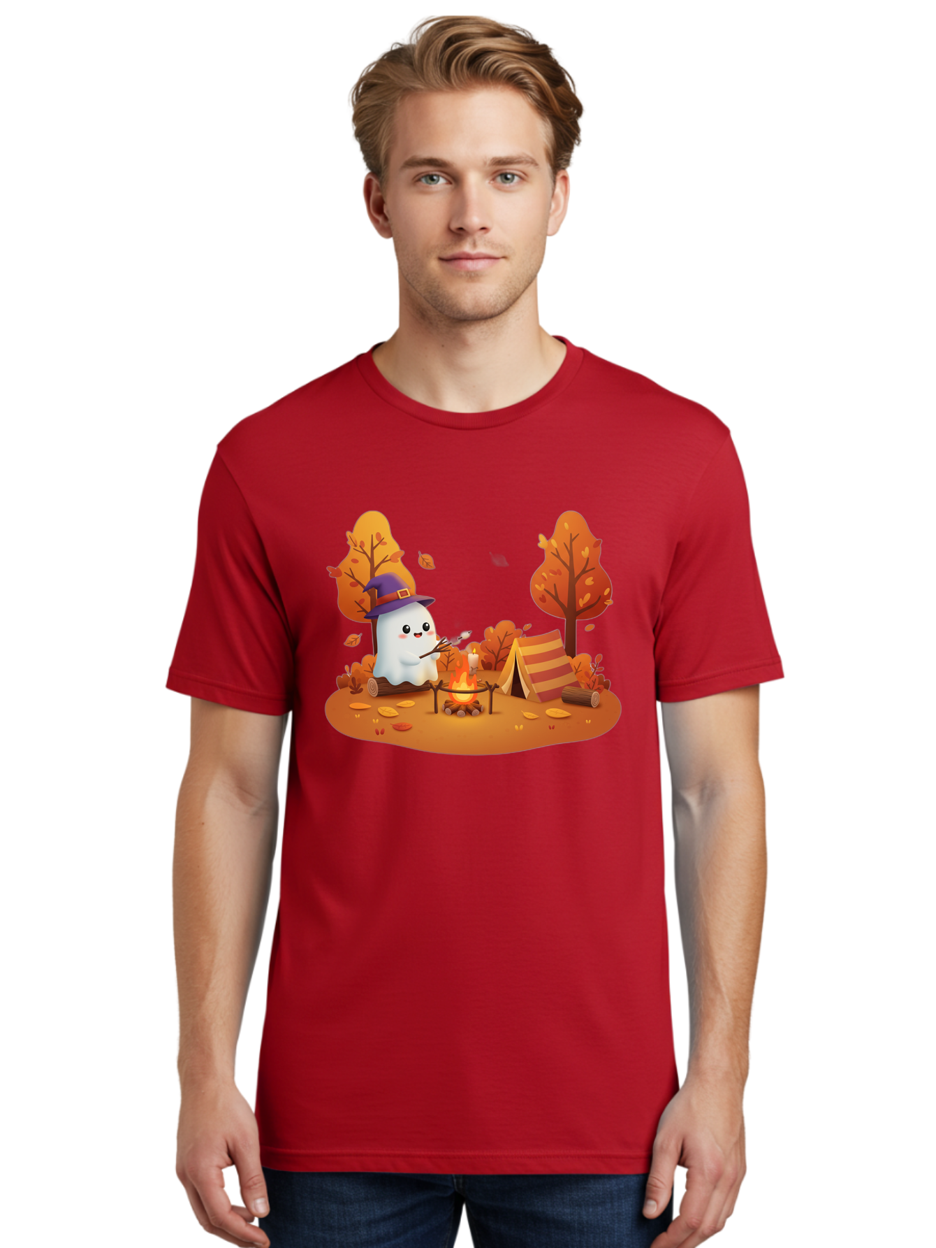 Ghost-Camping-1 Men'S Graphic Tee, 100% Cotton, Comfortable Casual Summer Wear, Machine Washable, Vintage Camera, Old Camera, Antique Camera, Black Camera, Classic Photography, Photography Equipment, Nostalgic Device, Film Camera, Camera Art Bak660
