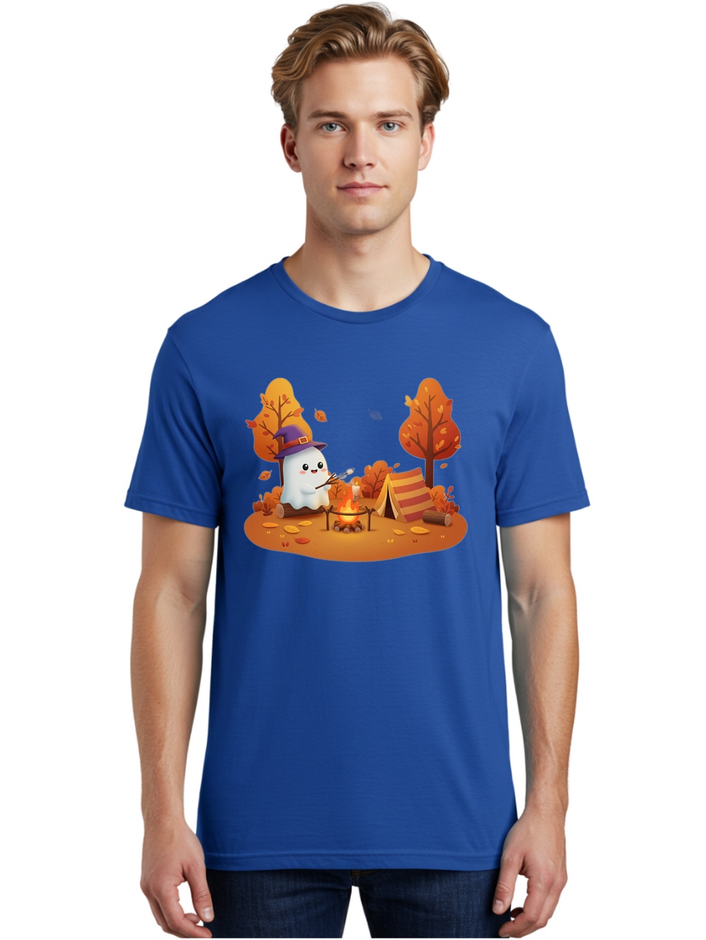 Ghost-Camping-1 Men'S Graphic Tee, 100% Cotton, Comfortable Casual Summer Wear, Machine Washable, Vintage Camera, Old Camera, Antique Camera, Black Camera, Classic Photography, Photography Equipment, Nostalgic Device, Film Camera, Camera Art Bak660