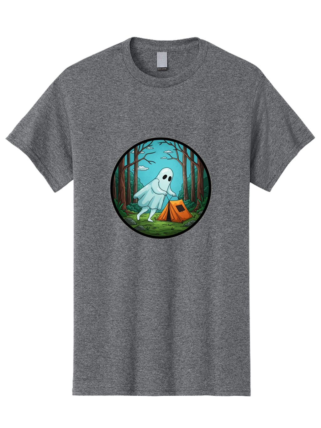 Ghost-Camping-2 Men'S Graphic Tee, 100% Cotton, Comfortable Casual Summer Wear, Machine Washable, Vintage Camera, Old Camera, Antique Camera, Black Camera, Classic Photography, Photography Equipment, Nostalgic Device, Film Camera, Camera Art Bak661
