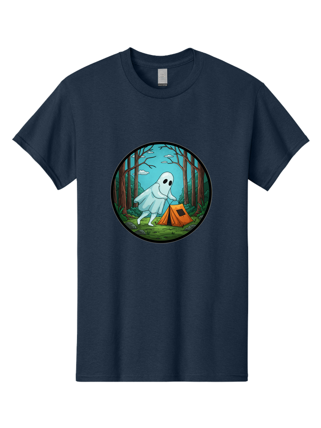 Ghost-Camping-2 Men'S Graphic Tee, 100% Cotton, Comfortable Casual Summer Wear, Machine Washable, Vintage Camera, Old Camera, Antique Camera, Black Camera, Classic Photography, Photography Equipment, Nostalgic Device, Film Camera, Camera Art Bak661