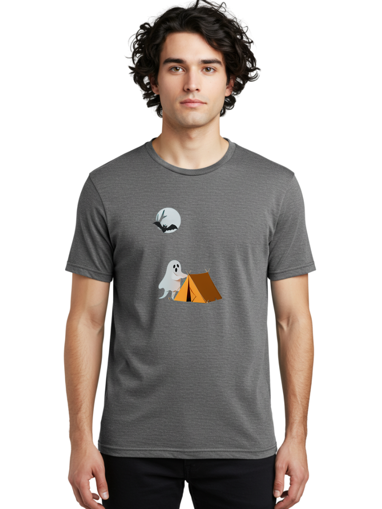 Ghost-Camping-3 Men'S Graphic Tee, 100% Cotton, Comfortable Casual Summer Wear, Machine Washable, Vintage Camera, Old Camera, Antique Camera, Black Camera, Classic Photography, Photography Equipment, Nostalgic Device, Film Camera, Camera Art Bak662