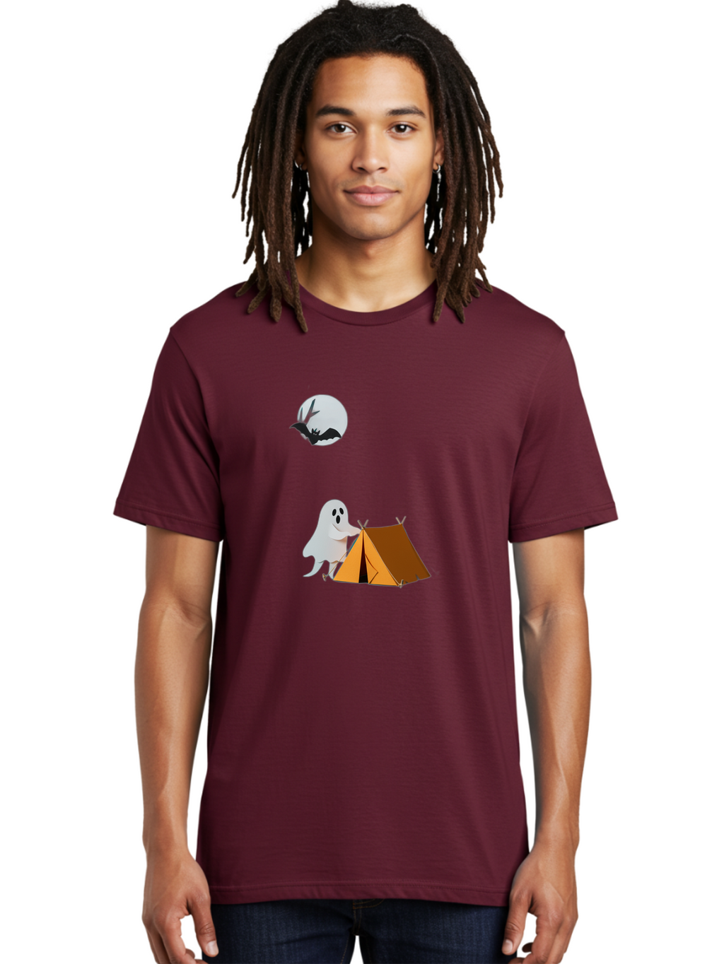 Ghost-Camping-3 Men'S Graphic Tee, 100% Cotton, Comfortable Casual Summer Wear, Machine Washable, Vintage Camera, Old Camera, Antique Camera, Black Camera, Classic Photography, Photography Equipment, Nostalgic Device, Film Camera, Camera Art Bak662