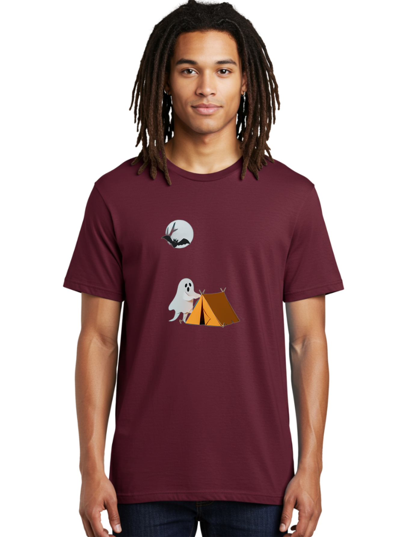 Ghost-Camping-3 Men'S Graphic Tee, 100% Cotton, Comfortable Casual Summer Wear, Machine Washable, Vintage Camera, Old Camera, Antique Camera, Black Camera, Classic Photography, Photography Equipment, Nostalgic Device, Film Camera, Camera Art Bak662