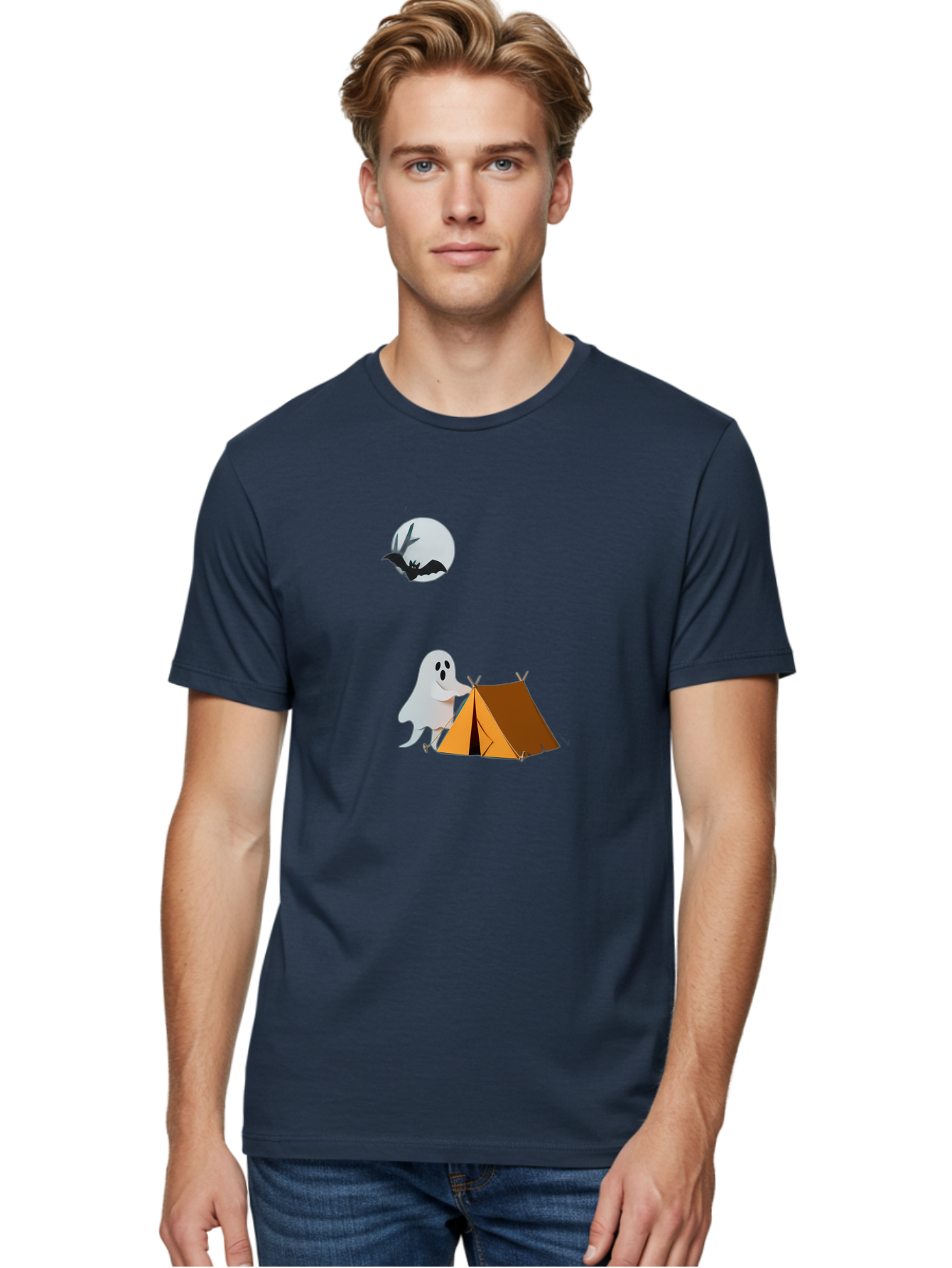 Ghost-Camping-3 Men'S Graphic Tee, 100% Cotton, Comfortable Casual Summer Wear, Machine Washable, Vintage Camera, Old Camera, Antique Camera, Black Camera, Classic Photography, Photography Equipment, Nostalgic Device, Film Camera, Camera Art Bak662