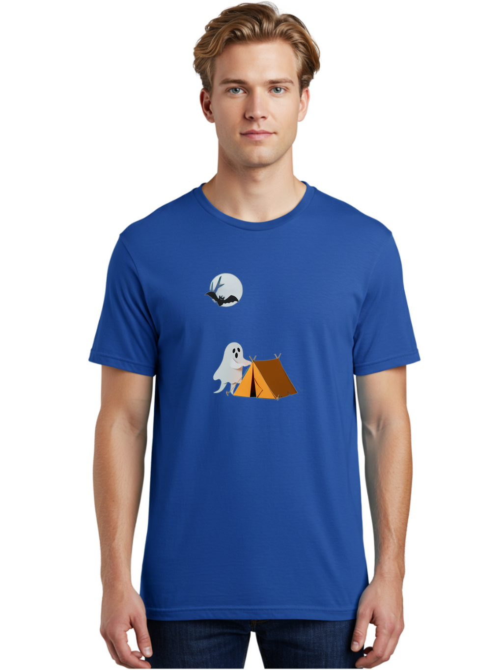 Ghost-Camping-3 Men'S Graphic Tee, 100% Cotton, Comfortable Casual Summer Wear, Machine Washable, Vintage Camera, Old Camera, Antique Camera, Black Camera, Classic Photography, Photography Equipment, Nostalgic Device, Film Camera, Camera Art Bak662