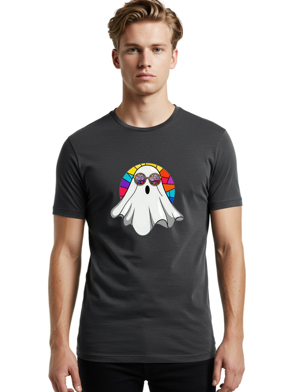 Ghost-In-Shades Men'S Graphic Tee, 100% Cotton, Comfortable Casual Summer Wear, Machine Washable, Vintage Camera, Old Camera, Antique Camera, Black Camera, Classic Photography, Photography Equipment, Nostalgic Device, Film Camera, Camera Art Bak666