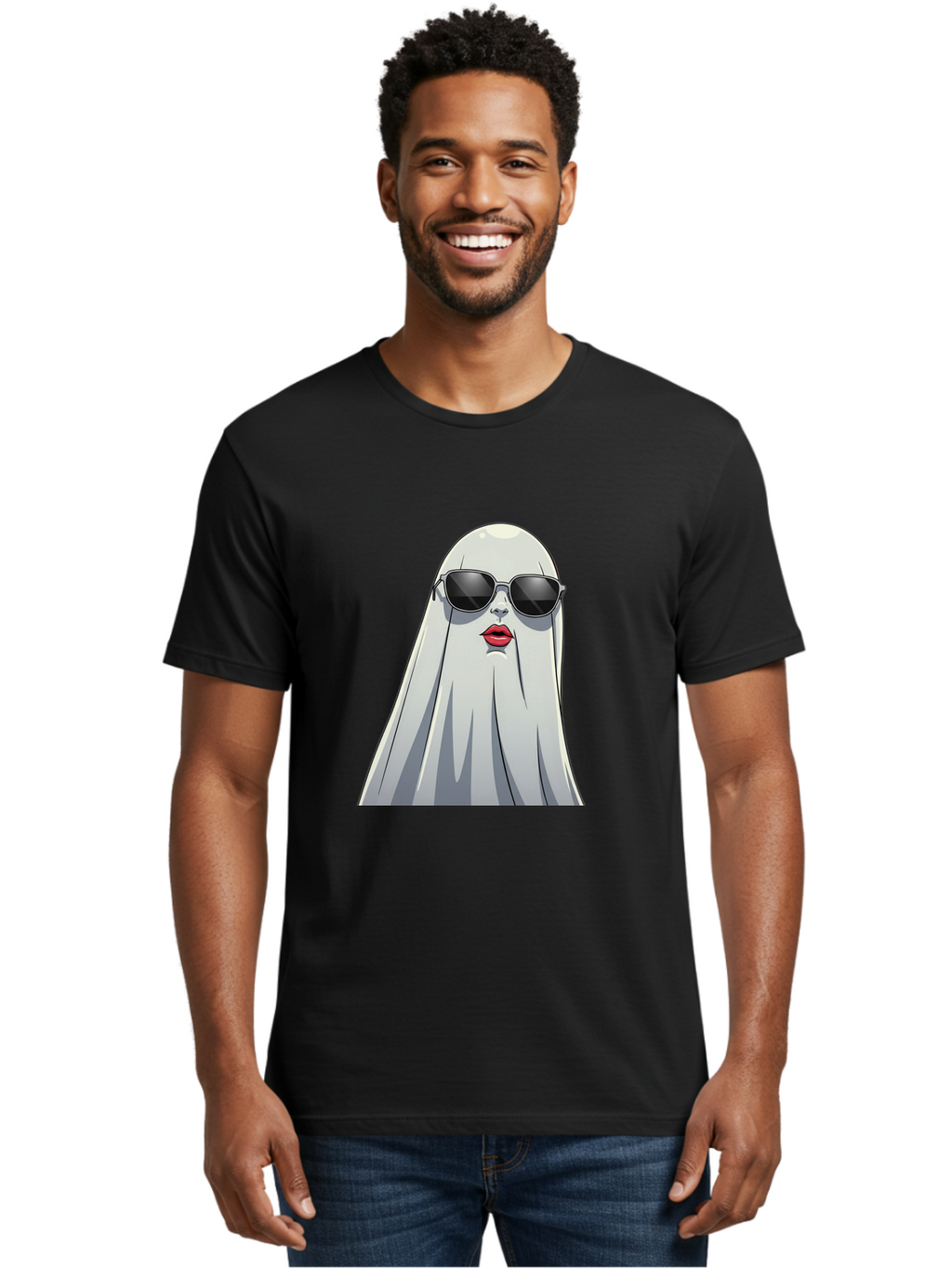 Ghost-In-Sunglasses Men'S Graphic Tee, 100% Cotton, Comfortable Casual Summer Wear, Machine Washable, Vintage Camera, Old Camera, Antique Camera, Black Camera, Classic Photography, Photography Equipment, Nostalgic Device, Film Camera, Bak667