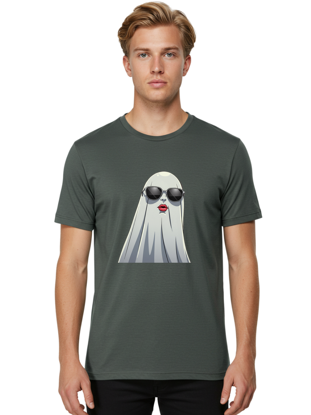Ghost-In-Sunglasses Men'S Graphic Tee, 100% Cotton, Comfortable Casual Summer Wear, Machine Washable, Vintage Camera, Old Camera, Antique Camera, Black Camera, Classic Photography, Photography Equipment, Nostalgic Device, Film Camera, Bak667