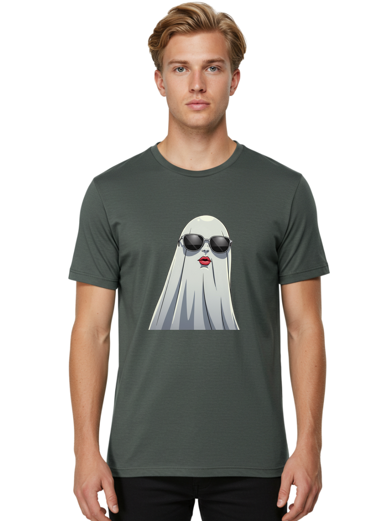 Ghost-In-Sunglasses Men'S Graphic Tee, 100% Cotton, Comfortable Casual Summer Wear, Machine Washable, Vintage Camera, Old Camera, Antique Camera, Black Camera, Classic Photography, Photography Equipment, Nostalgic Device, Film Camera, Bak667