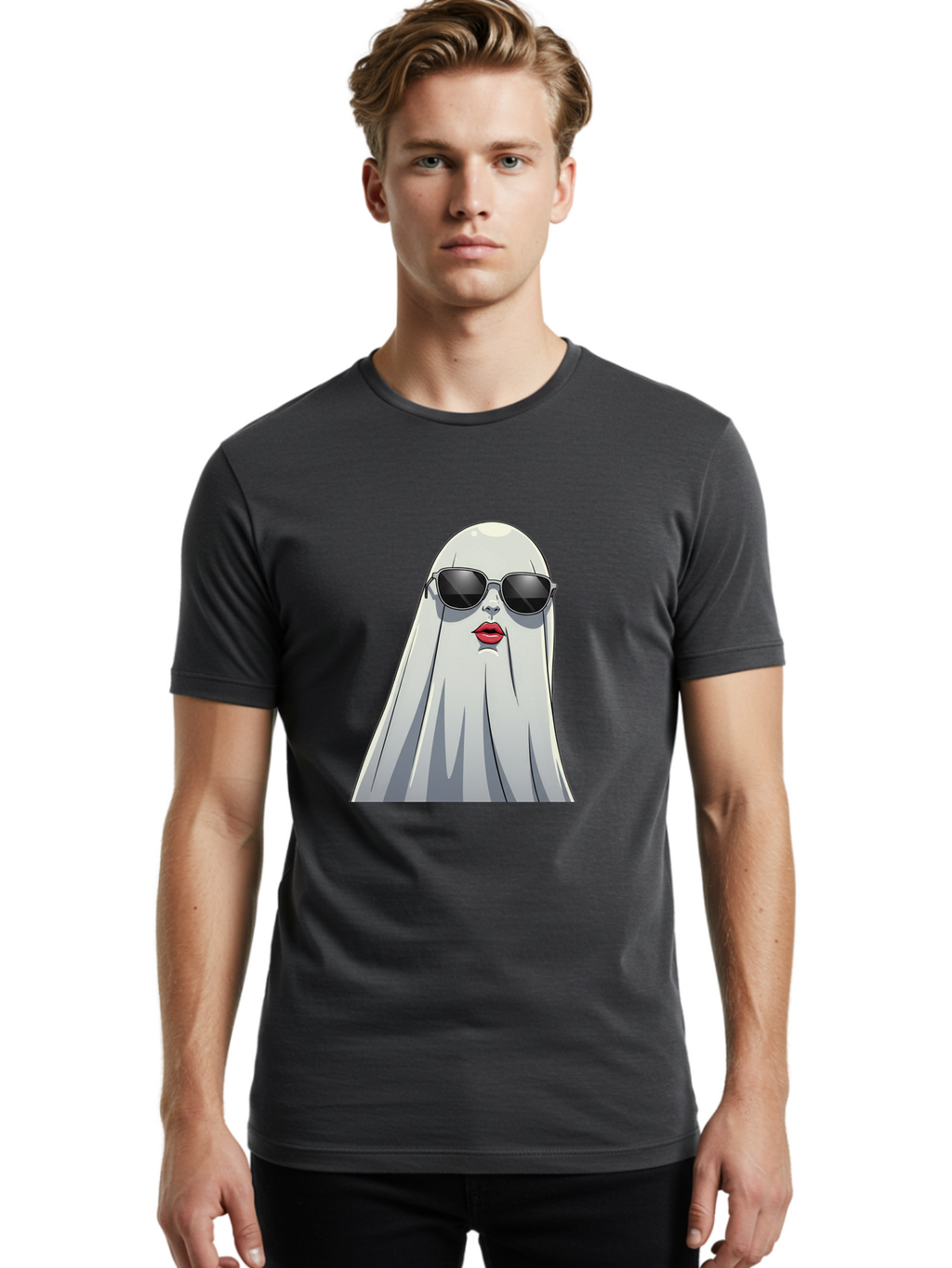 Ghost-In-Sunglasses Men'S Graphic Tee, 100% Cotton, Comfortable Casual Summer Wear, Machine Washable, Vintage Camera, Old Camera, Antique Camera, Black Camera, Classic Photography, Photography Equipment, Nostalgic Device, Film Camera, Bak667