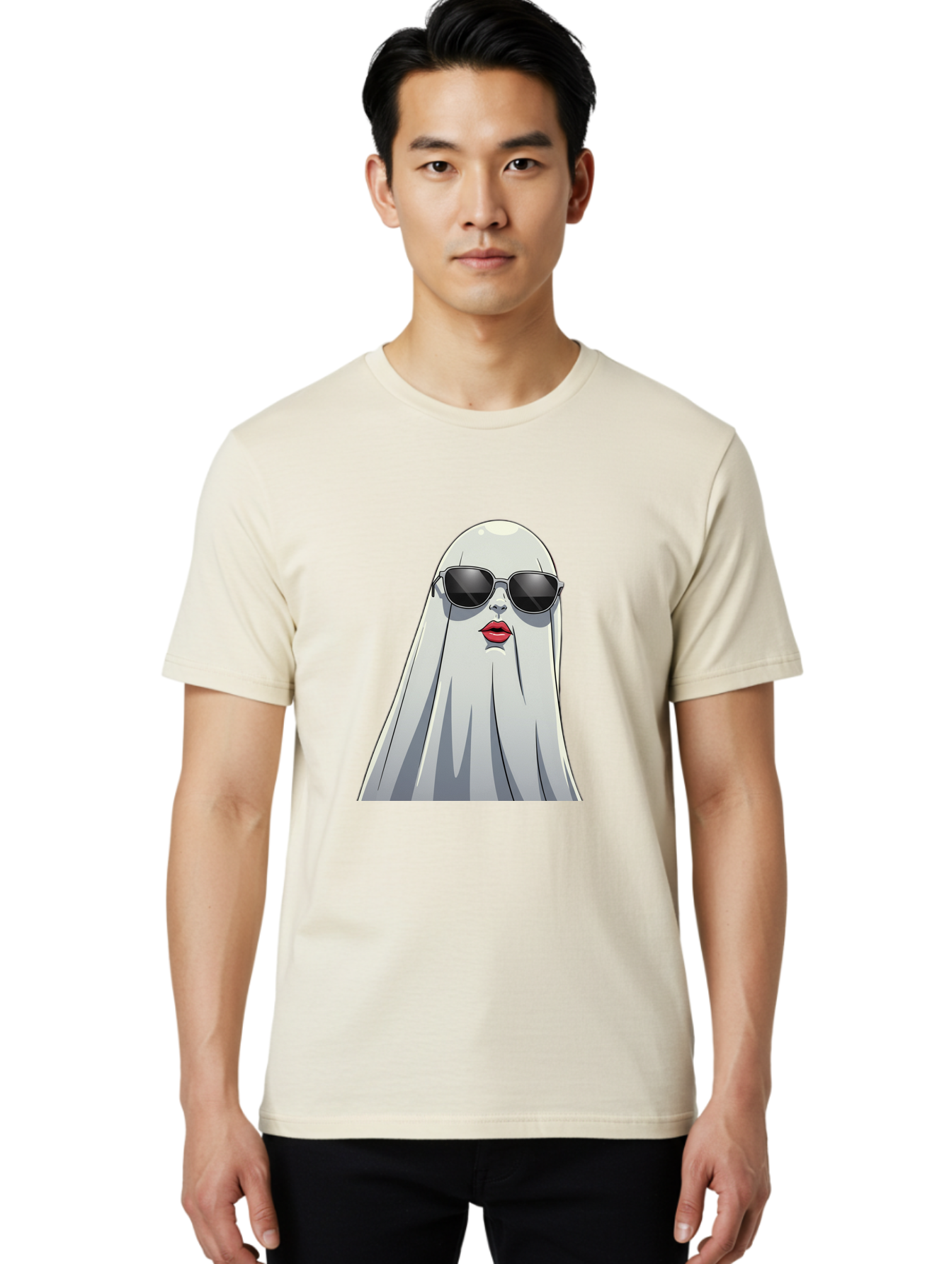 Ghost-In-Sunglasses Men'S Graphic Tee, 100% Cotton, Comfortable Casual Summer Wear, Machine Washable, Vintage Camera, Old Camera, Antique Camera, Black Camera, Classic Photography, Photography Equipment, Nostalgic Device, Film Camera, Bak667