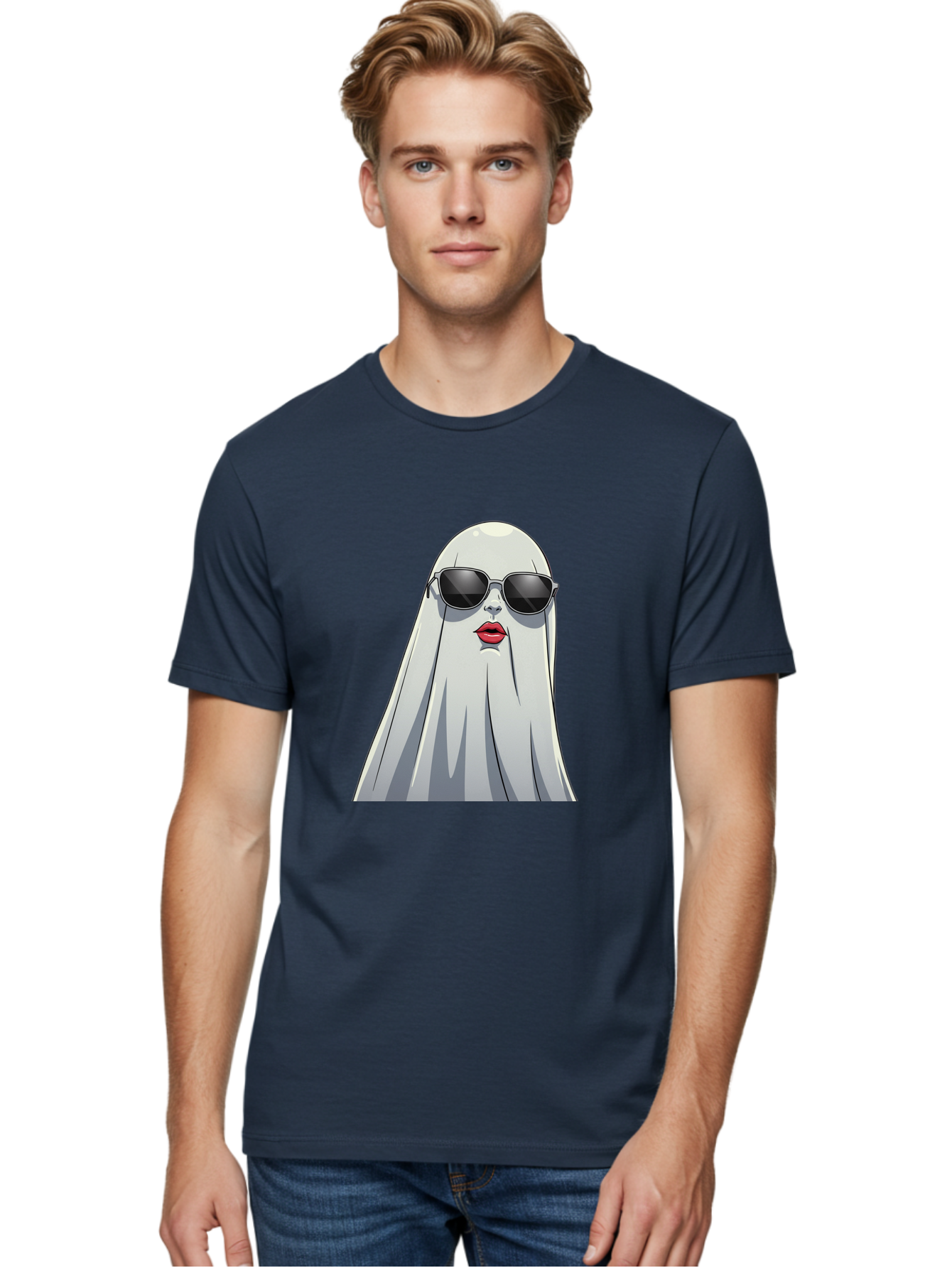Ghost-In-Sunglasses Men'S Graphic Tee, 100% Cotton, Comfortable Casual Summer Wear, Machine Washable, Vintage Camera, Old Camera, Antique Camera, Black Camera, Classic Photography, Photography Equipment, Nostalgic Device, Film Camera, Bak667