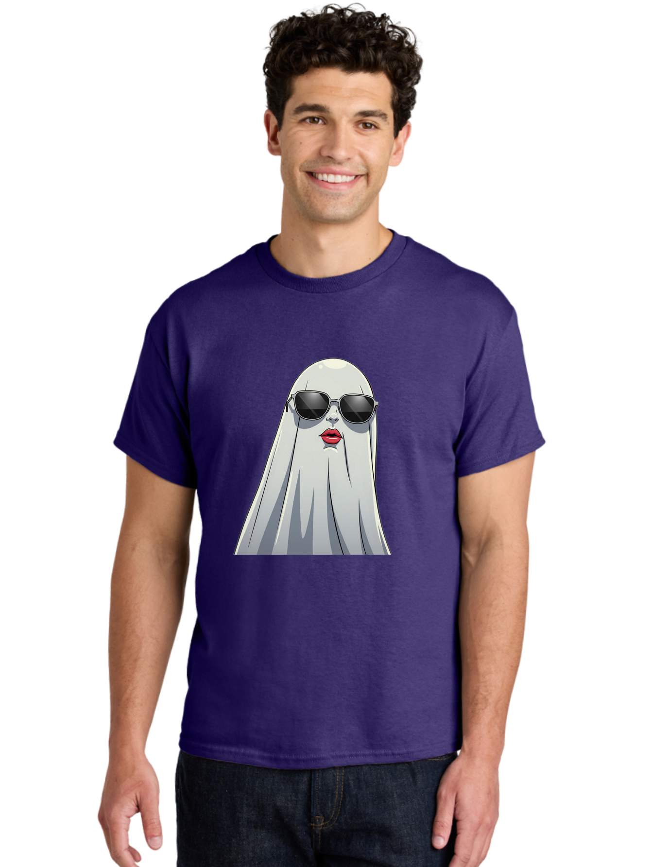 Ghost-In-Sunglasses Men'S Graphic Tee, 100% Cotton, Comfortable Casual Summer Wear, Machine Washable, Vintage Camera, Old Camera, Antique Camera, Black Camera, Classic Photography, Photography Equipment, Nostalgic Device, Film Camera, Bak667