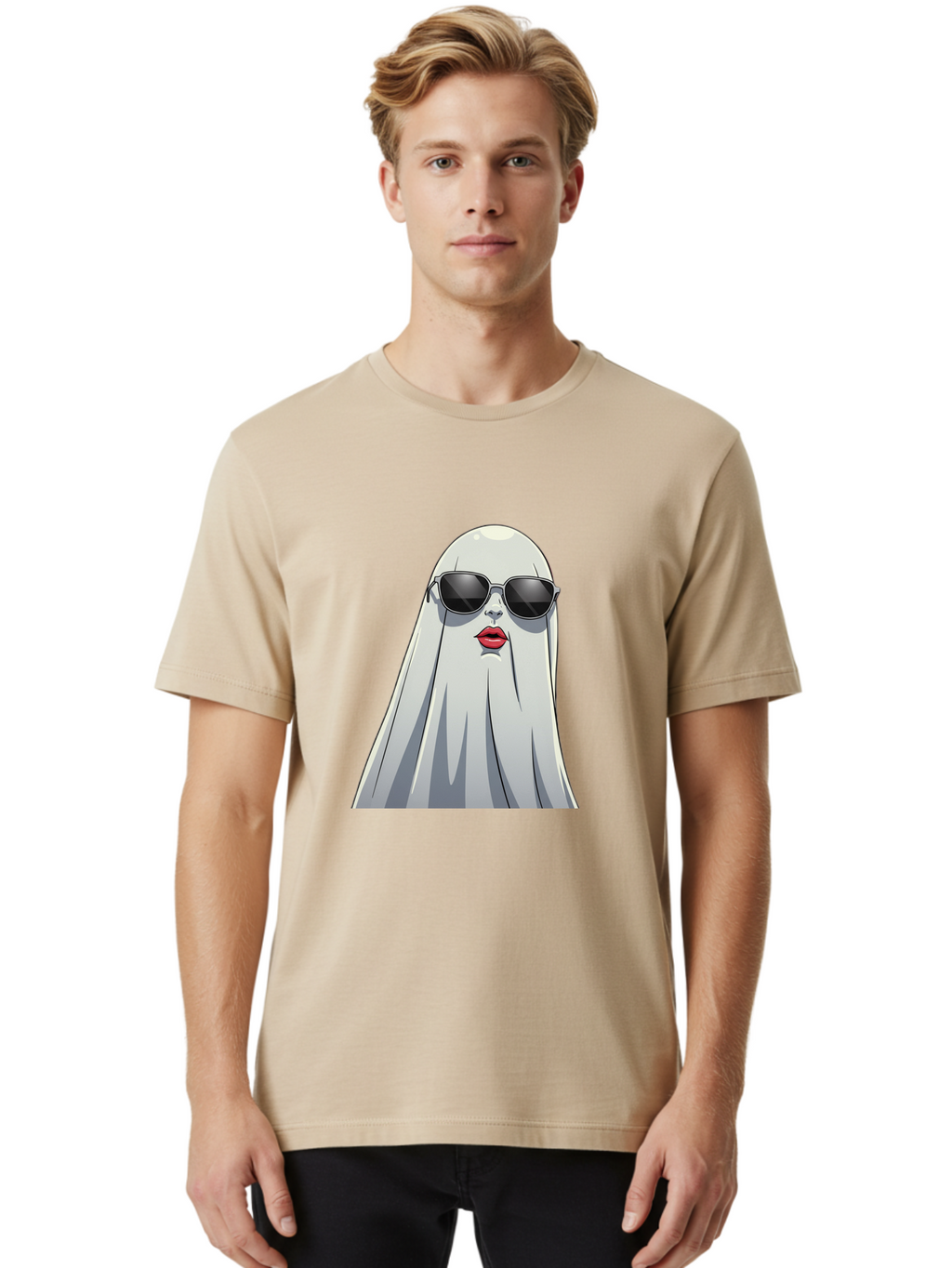 Ghost-In-Sunglasses Men'S Graphic Tee, 100% Cotton, Comfortable Casual Summer Wear, Machine Washable, Vintage Camera, Old Camera, Antique Camera, Black Camera, Classic Photography, Photography Equipment, Nostalgic Device, Film Camera, Bak667