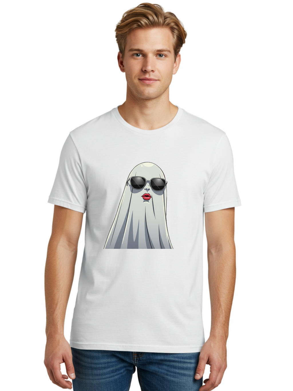 Ghost-In-Sunglasses Men'S Graphic Tee, 100% Cotton, Comfortable Casual Summer Wear, Machine Washable, Vintage Camera, Old Camera, Antique Camera, Black Camera, Classic Photography, Photography Equipment, Nostalgic Device, Film Camera, Bak667