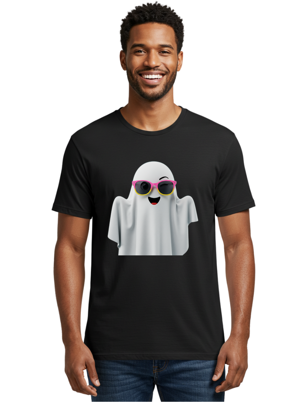 Ghost-Sunglasses Men'S Graphic Tee, 100% Cotton, Comfortable Casual Summer Wear, Machine Washable, Vintage Camera, Old Camera, Antique Camera, Black Camera, Classic Photography, Photography Equipment, Nostalgic Device, Film Camera, Camera Art Bak671