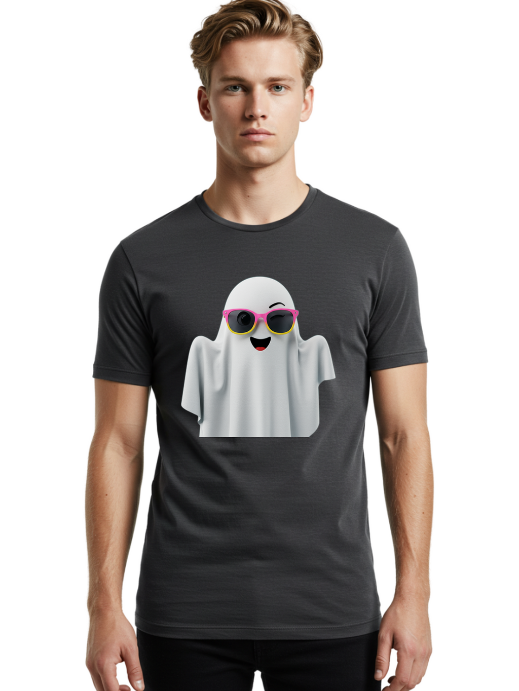 Ghost-Sunglasses Men'S Graphic Tee, 100% Cotton, Comfortable Casual Summer Wear, Machine Washable, Vintage Camera, Old Camera, Antique Camera, Black Camera, Classic Photography, Photography Equipment, Nostalgic Device, Film Camera, Camera Art Bak671