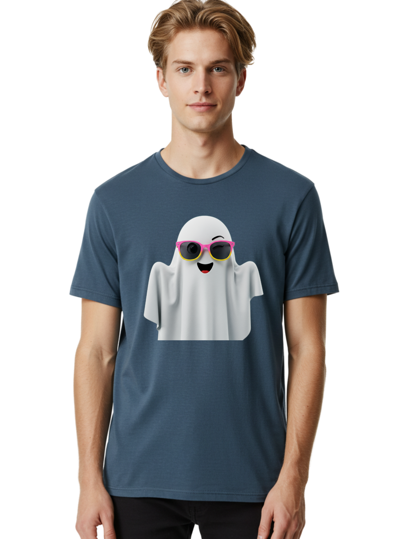 Ghost-Sunglasses Men'S Graphic Tee, 100% Cotton, Comfortable Casual Summer Wear, Machine Washable, Vintage Camera, Old Camera, Antique Camera, Black Camera, Classic Photography, Photography Equipment, Nostalgic Device, Film Camera, Camera Art Bak671