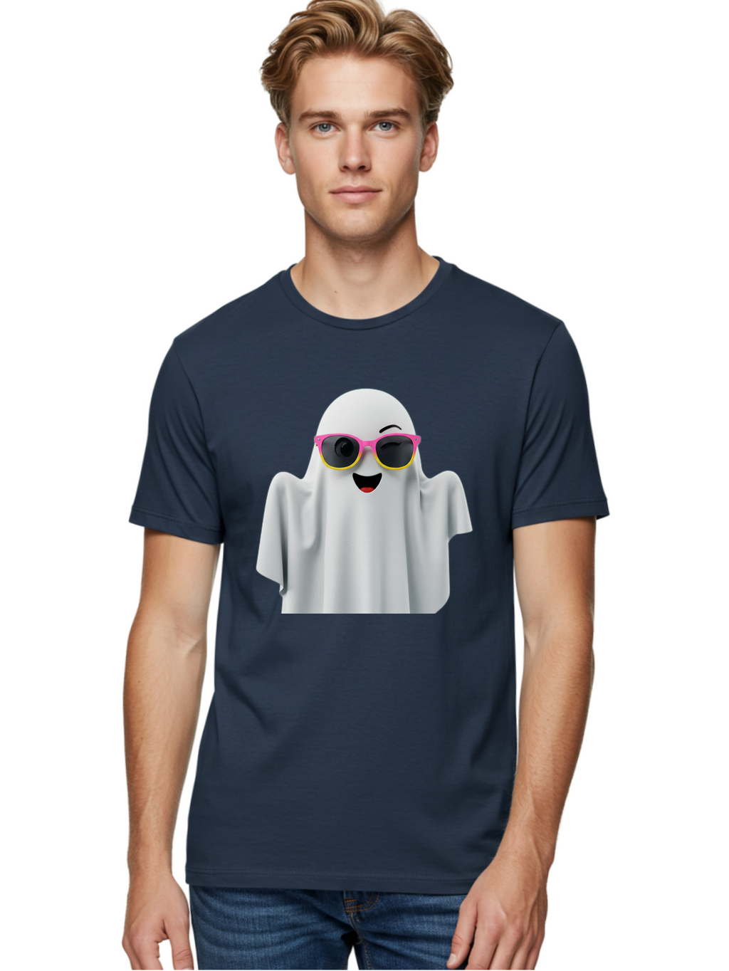 Ghost-Sunglasses Men'S Graphic Tee, 100% Cotton, Comfortable Casual Summer Wear, Machine Washable, Vintage Camera, Old Camera, Antique Camera, Black Camera, Classic Photography, Photography Equipment, Nostalgic Device, Film Camera, Camera Art Bak671