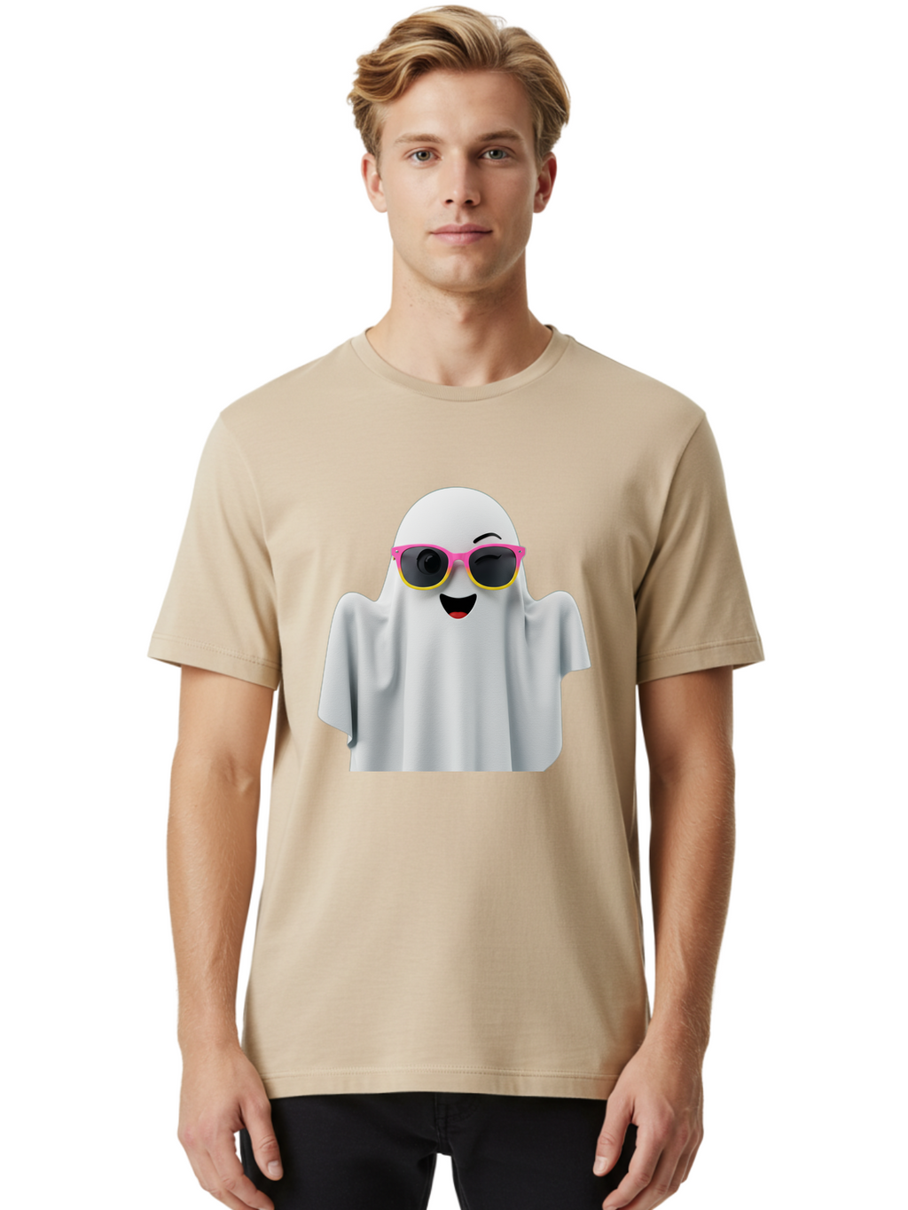 Ghost-Sunglasses Men'S Graphic Tee, 100% Cotton, Comfortable Casual Summer Wear, Machine Washable, Vintage Camera, Old Camera, Antique Camera, Black Camera, Classic Photography, Photography Equipment, Nostalgic Device, Film Camera, Camera Art Bak671
