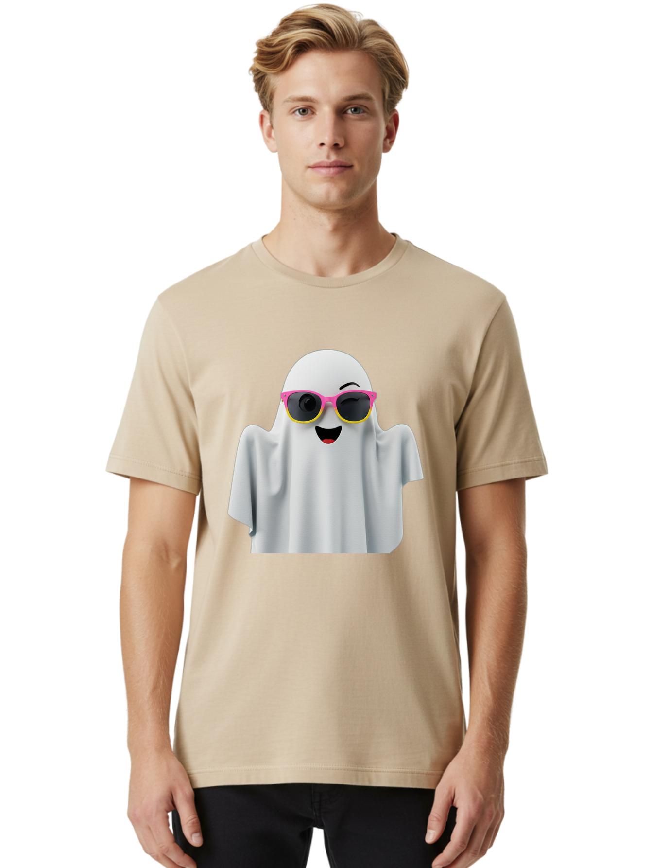 Ghost-Sunglasses Men'S Graphic Tee, 100% Cotton, Comfortable Casual Summer Wear, Machine Washable, Vintage Camera, Old Camera, Antique Camera, Black Camera, Classic Photography, Photography Equipment, Nostalgic Device, Film Camera, Camera Art Bak671