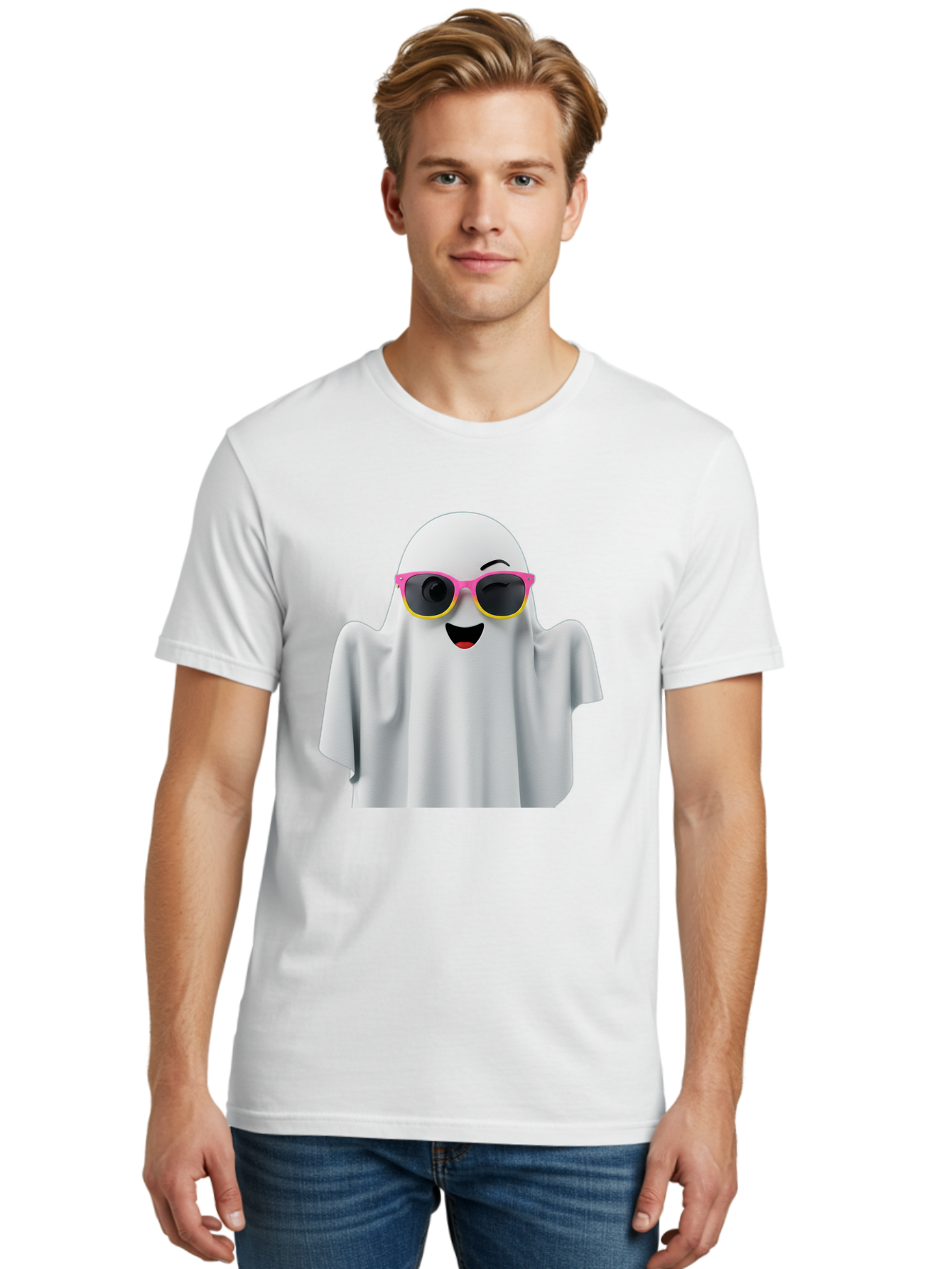 Ghost-Sunglasses Men'S Graphic Tee, 100% Cotton, Comfortable Casual Summer Wear, Machine Washable, Vintage Camera, Old Camera, Antique Camera, Black Camera, Classic Photography, Photography Equipment, Nostalgic Device, Film Camera, Camera Art Bak671