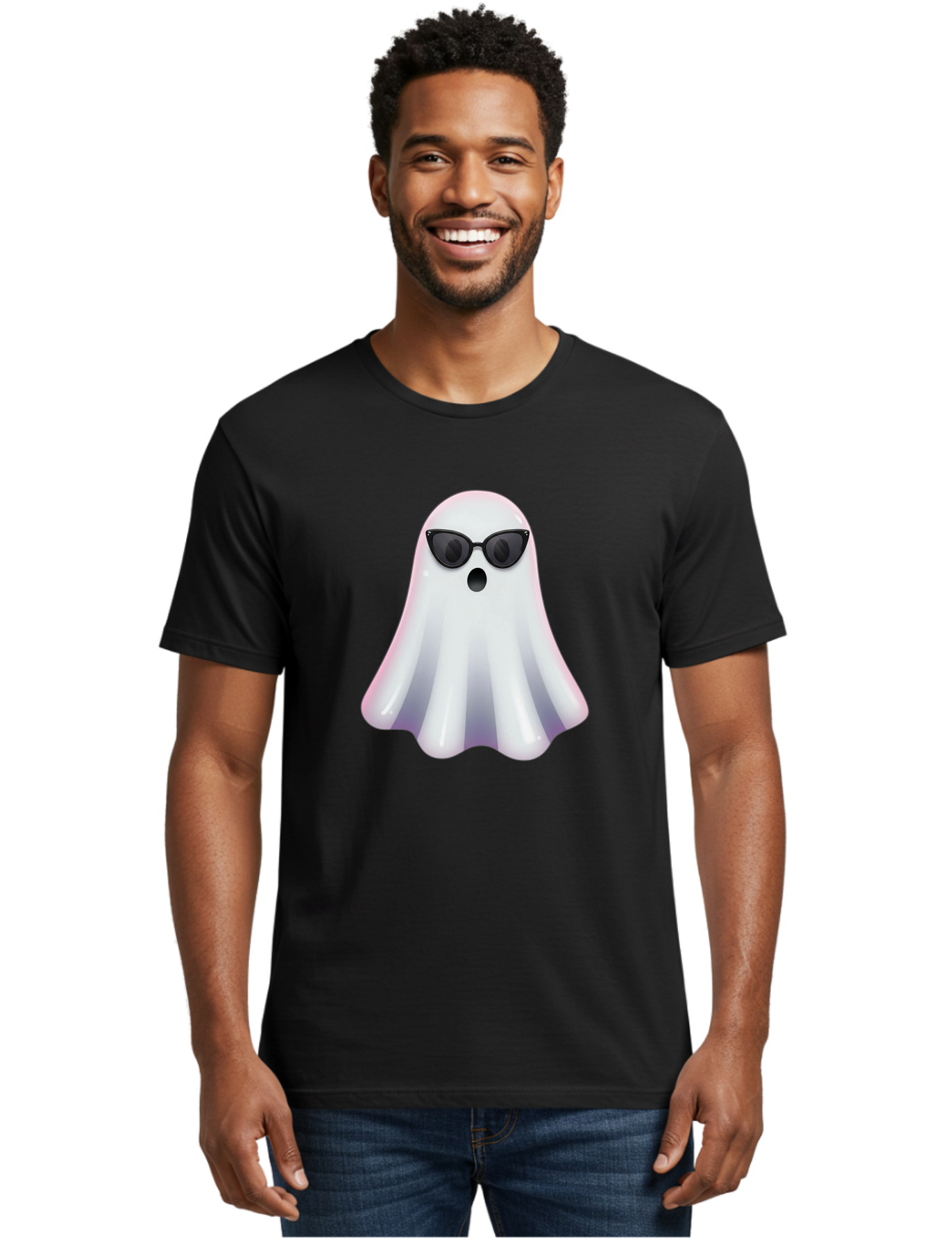 Ghost-Wearing-Sunglasses-1 Men'S Graphic Tee, 100% Cotton, Comfortable Casual Summer Wear, Machine Washable, Vintage Camera, Old Camera, Antique Camera, Black Camera, Classic Photography, Photography Equipment, Nostalgic Device, Film Camera, Bak673