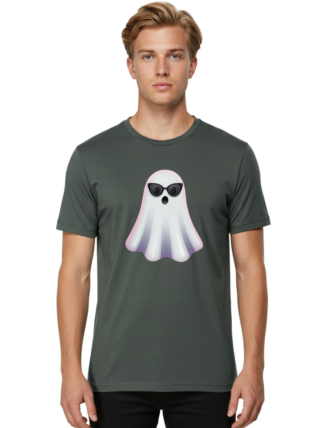 Ghost-Wearing-Sunglasses-1 Men'S Graphic Tee, 100% Cotton, Comfortable Casual Summer Wear, Machine Washable, Vintage Camera, Old Camera, Antique Camera, Black Camera, Classic Photography, Photography Equipment, Nostalgic Device, Film Camera, Bak673