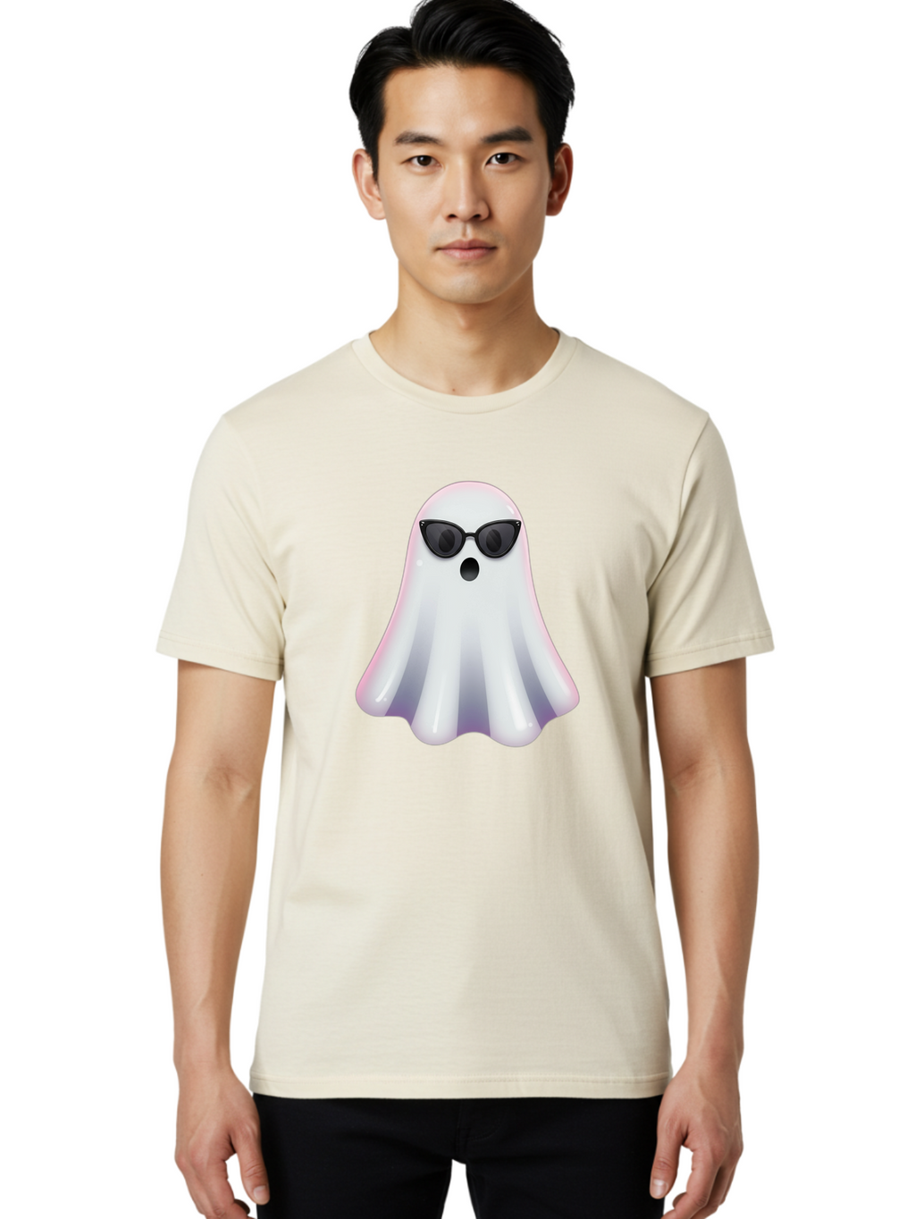 Ghost-Wearing-Sunglasses-1 Men'S Graphic Tee, 100% Cotton, Comfortable Casual Summer Wear, Machine Washable, Vintage Camera, Old Camera, Antique Camera, Black Camera, Classic Photography, Photography Equipment, Nostalgic Device, Film Camera, Bak673
