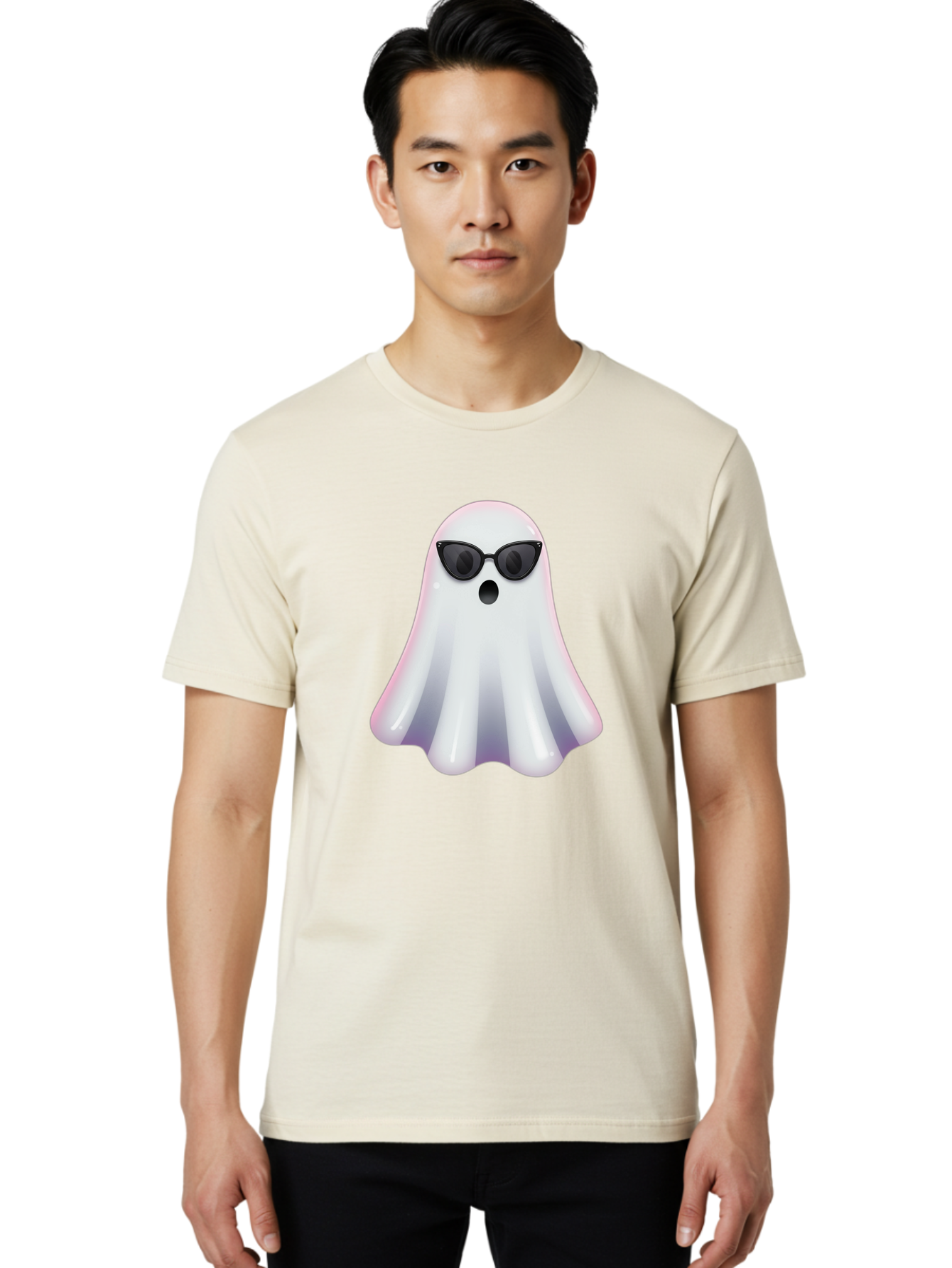 Ghost-Wearing-Sunglasses-1 Men'S Graphic Tee, 100% Cotton, Comfortable Casual Summer Wear, Machine Washable, Vintage Camera, Old Camera, Antique Camera, Black Camera, Classic Photography, Photography Equipment, Nostalgic Device, Film Camera, Bak673
